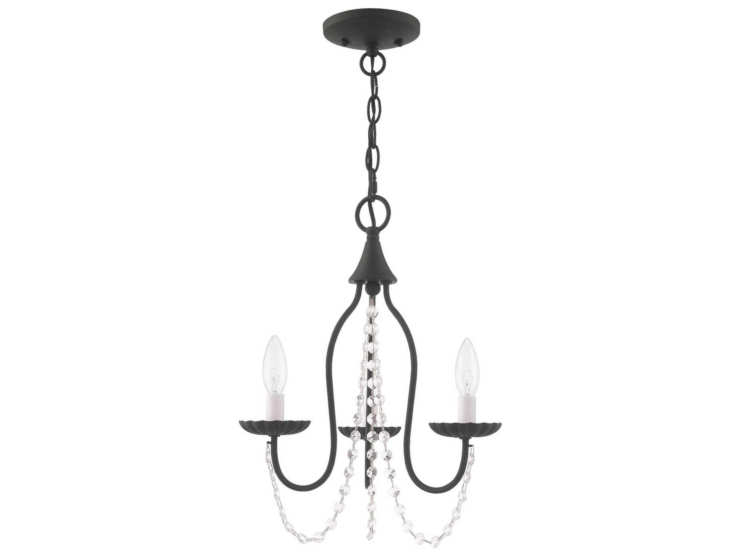 Livex Lighting Alessia 3-Light Black Crystal Candelabra Chandelier