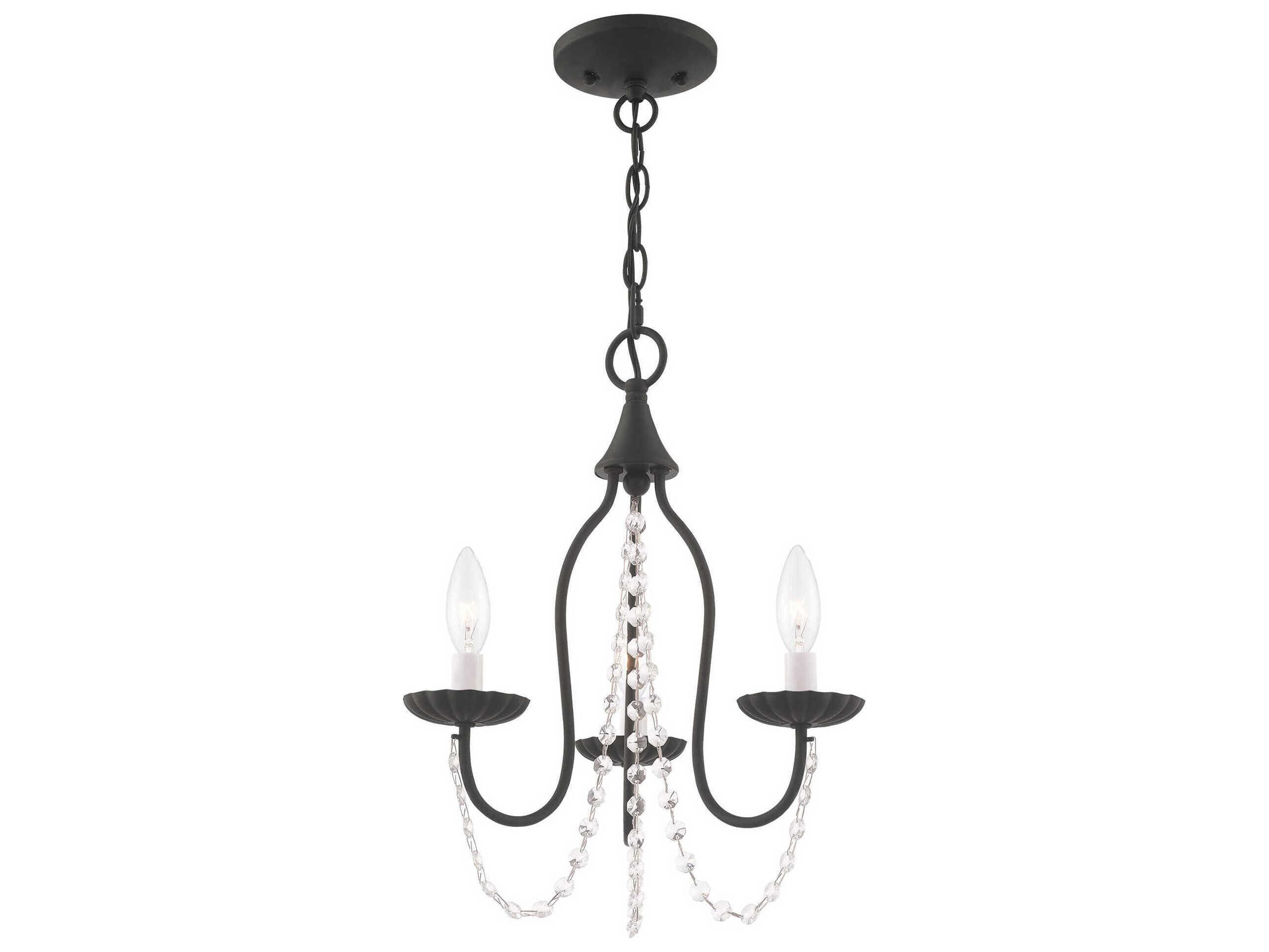 Livex Lighting Alessia 3-Light Black Crystal Candelabra Chandelier