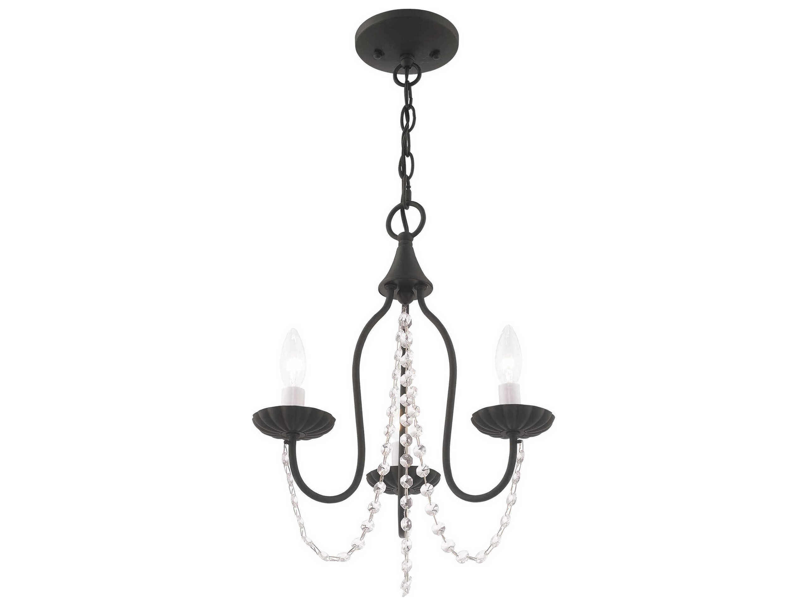 Livex Lighting Alessia 3-Light Black Crystal Candelabra Chandelier