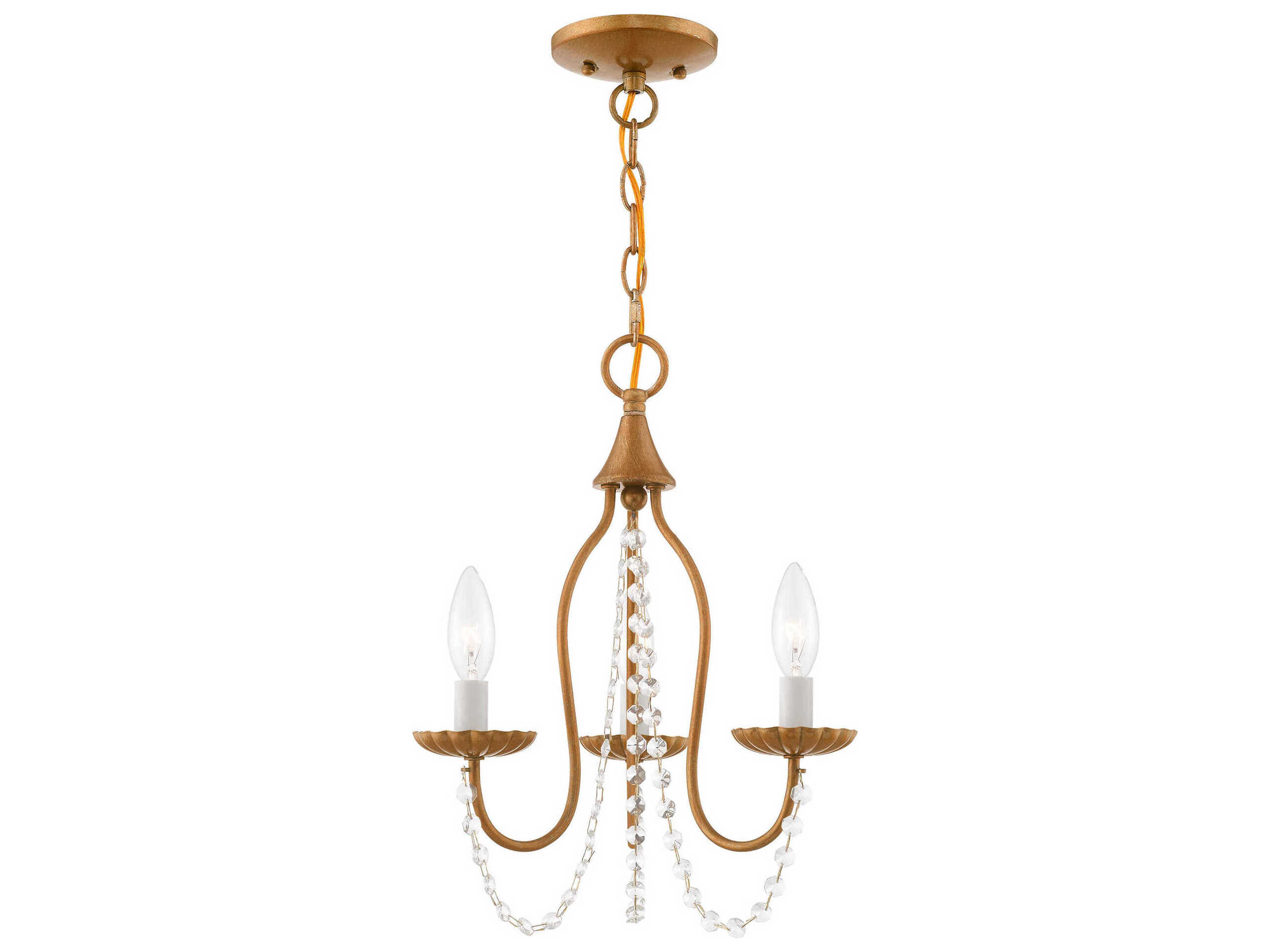 Livex Lighting Alessia 3-Light Antique Gold Leaf Crystal Candelabra Chandelier