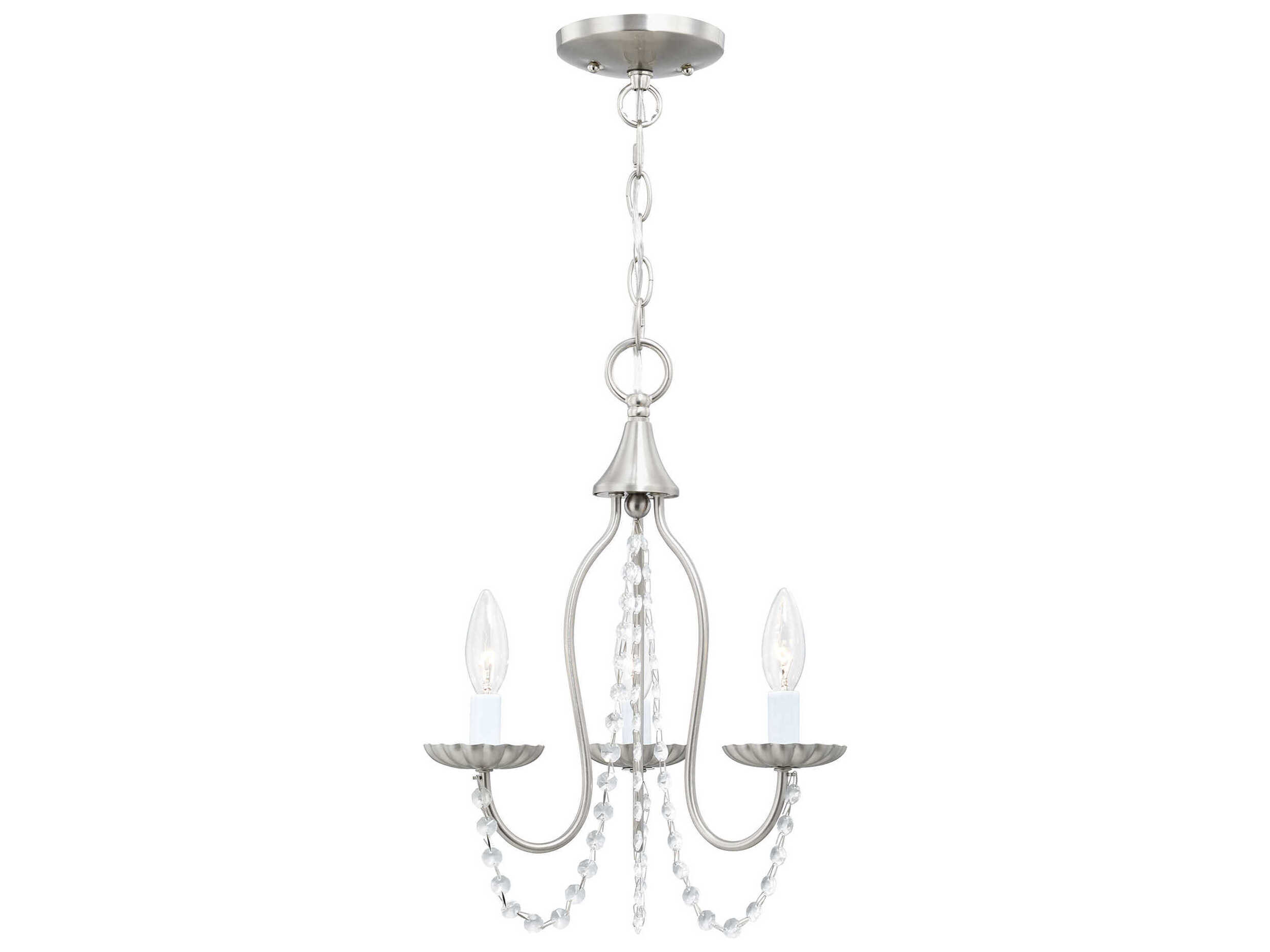 Livex Lighting Alessia 3-Light Brushed Nickel Crystal Candelabra Chandelier