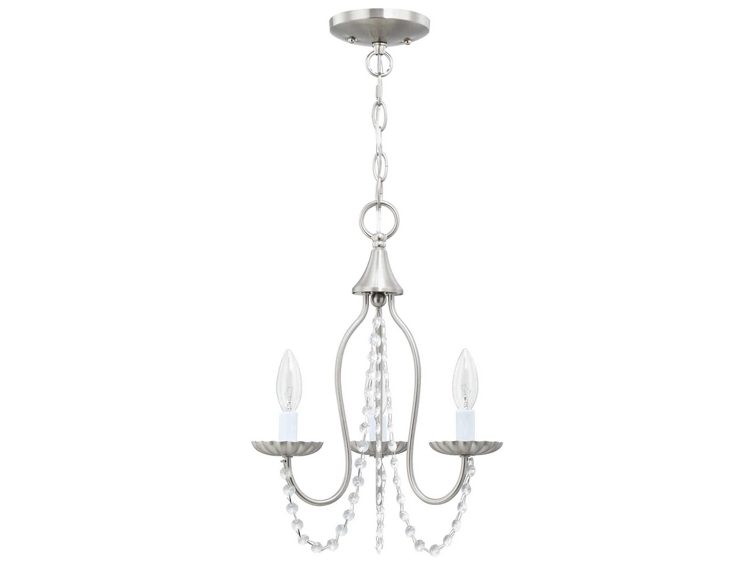 Livex Lighting Alessia 3-Light Brushed Nickel Crystal Candelabra Chandelier