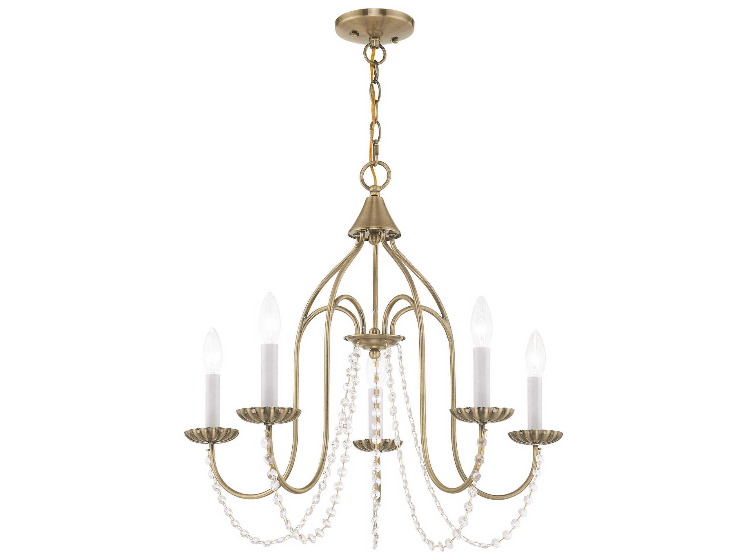 Livex Lighting Alessia 5-Light Antique Brass Crystal Candelabra Chandelier