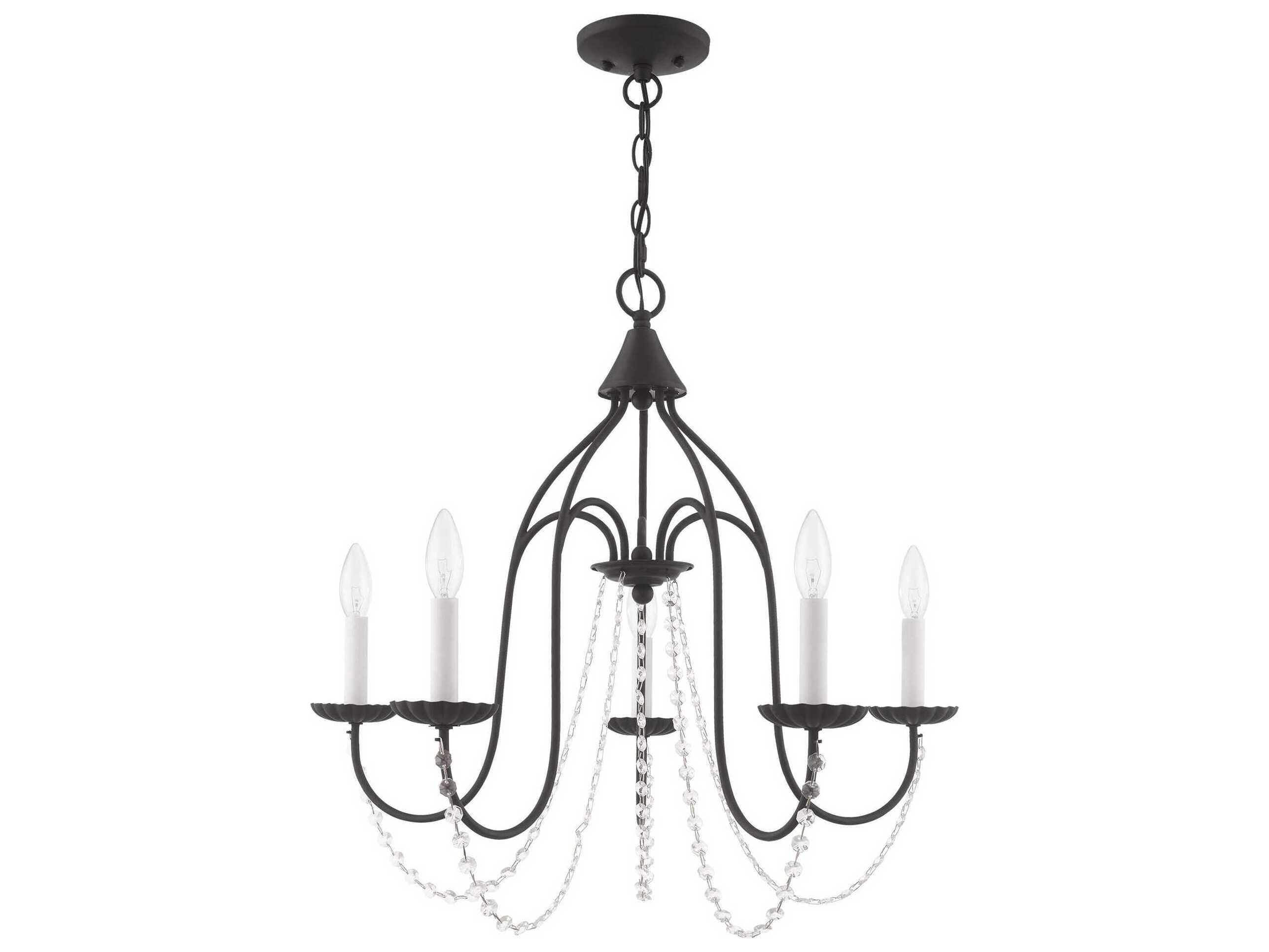 Livex Lighting Alessia 5-Light Black Crystal Candelabra Chandelier