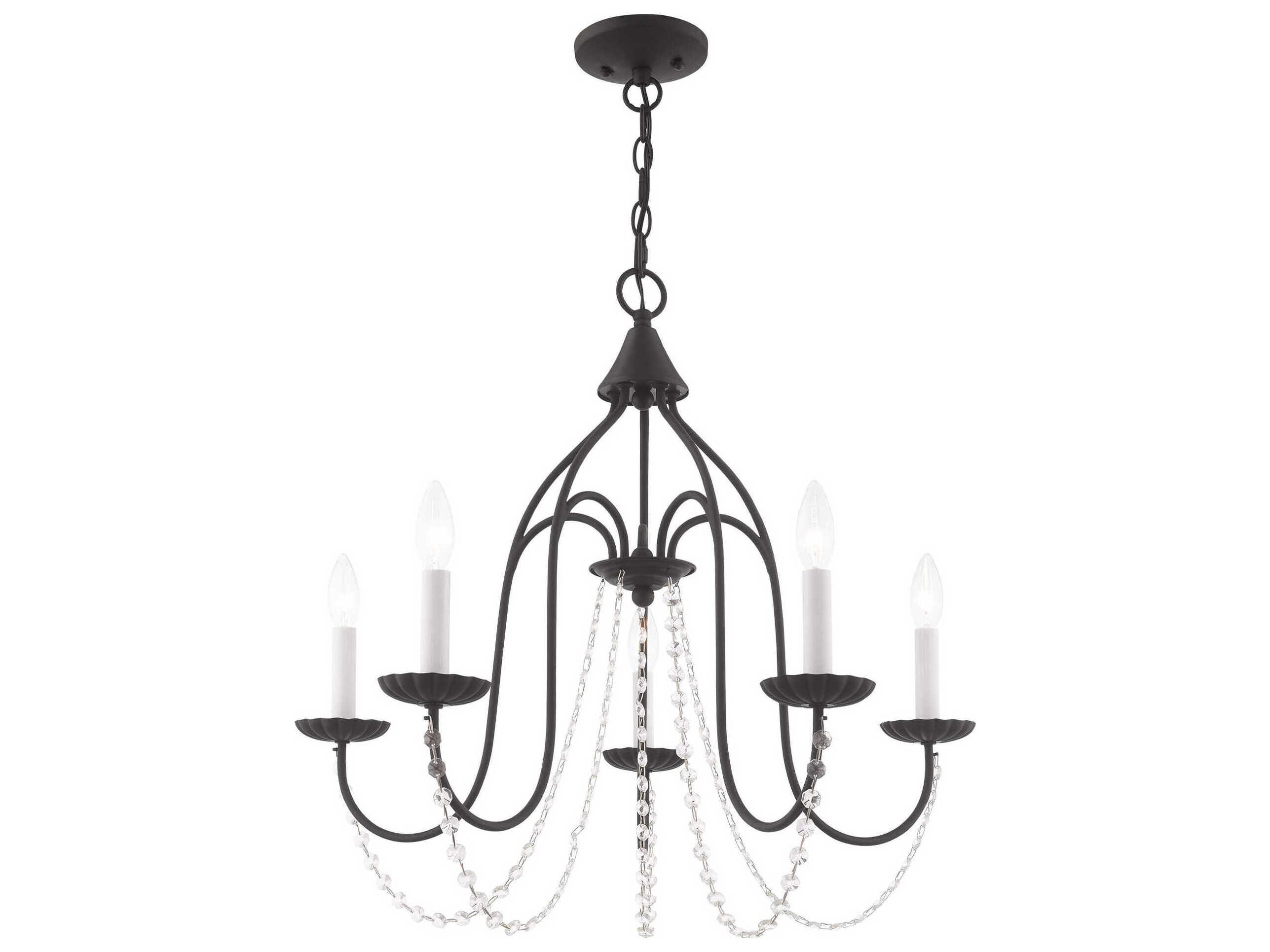 Livex Lighting Alessia 5-Light Black Crystal Candelabra Chandelier