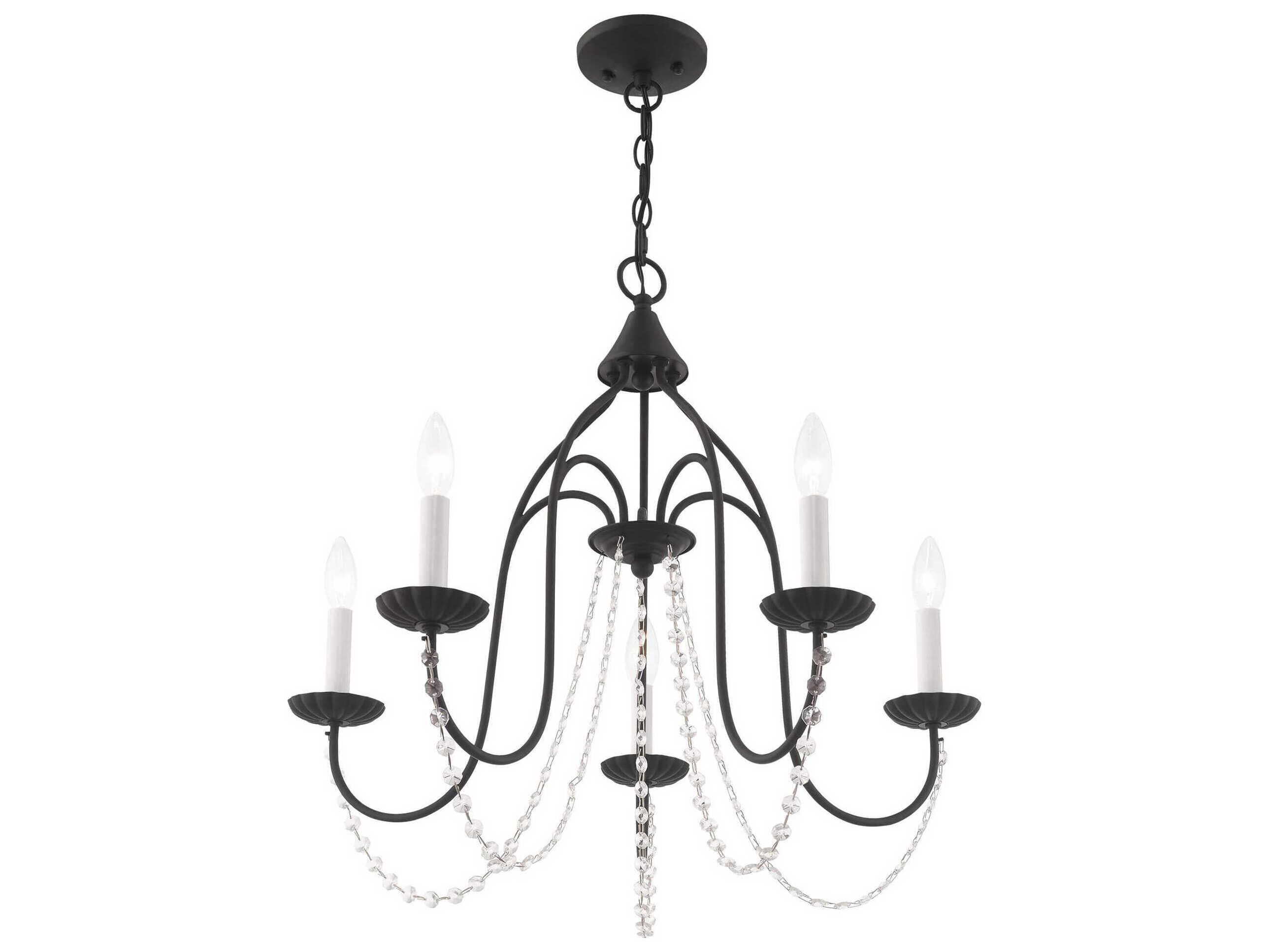 Livex Lighting Alessia 5-Light Black Crystal Candelabra Chandelier