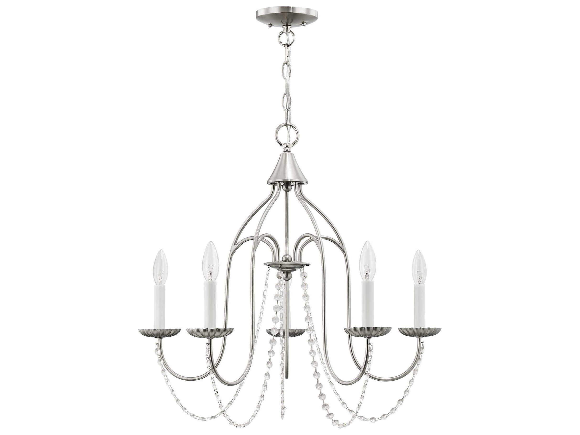 Livex Lighting Alessia 5-Light Brushed Nickel Crystal Candelabra Chandelier