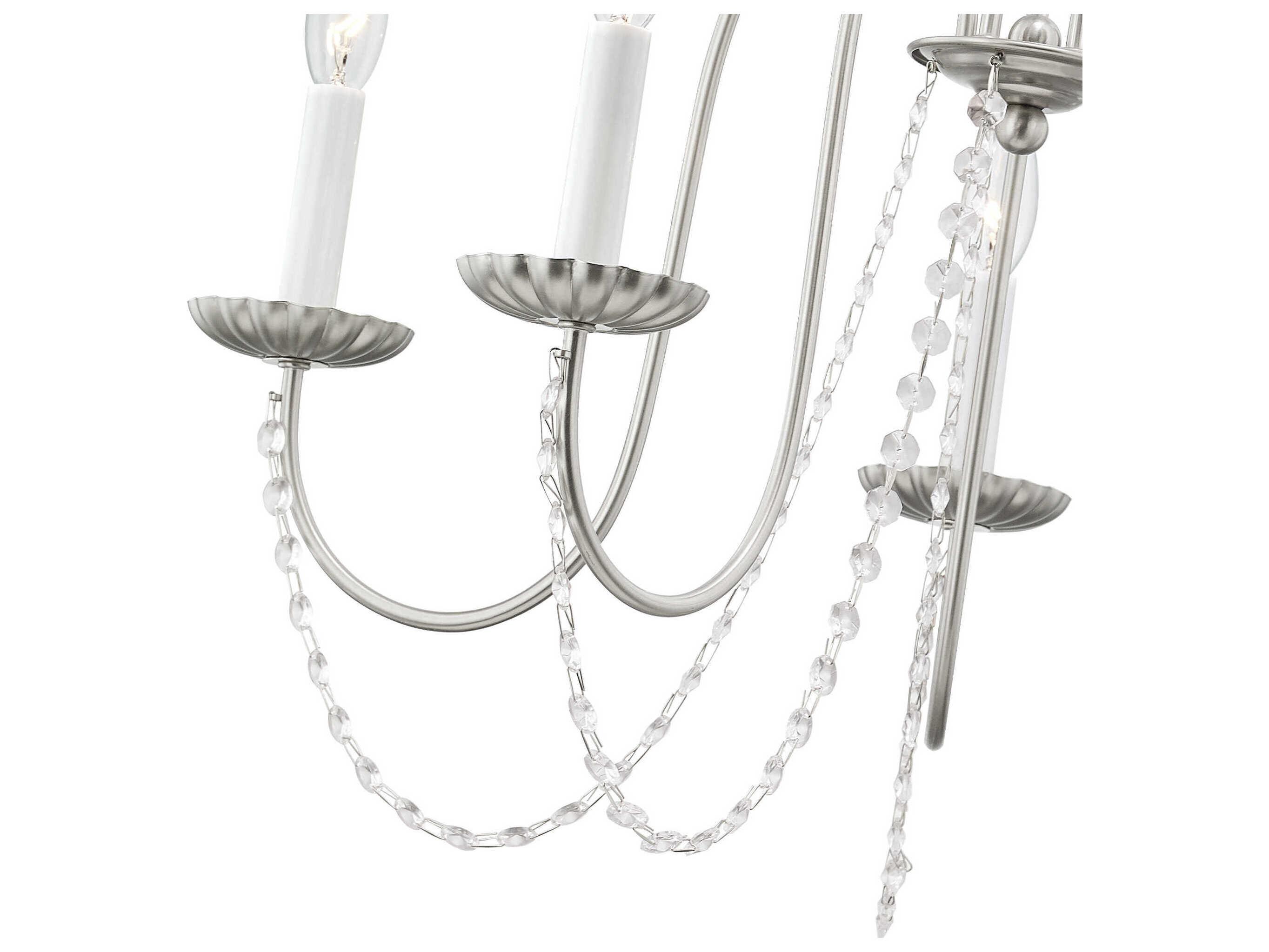 Livex Lighting Alessia 5-Light Brushed Nickel Crystal Candelabra Chandelier