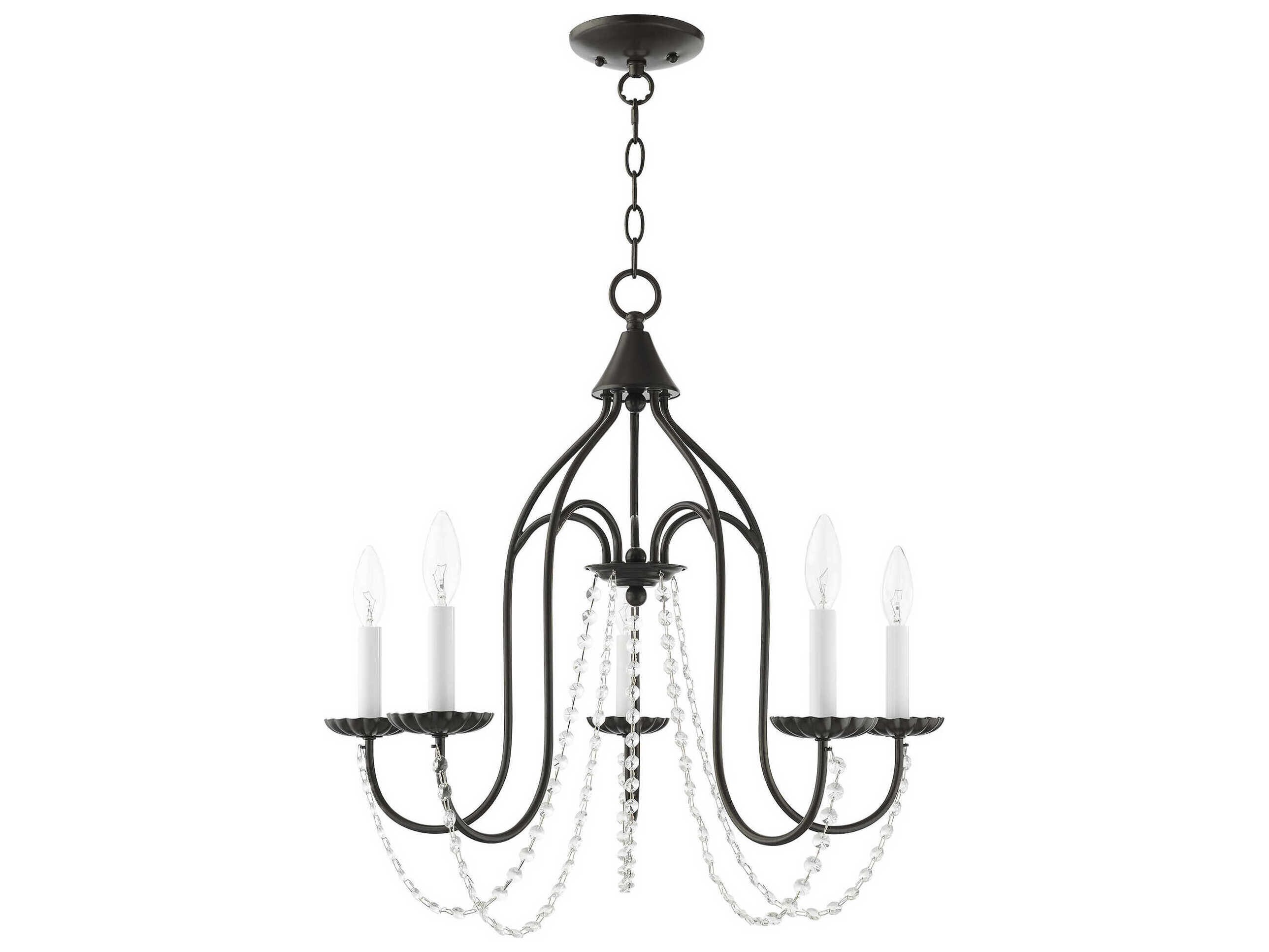 Livex Lighting Alessia 5-Light English Bronze Crystal Candelabra Chandelier