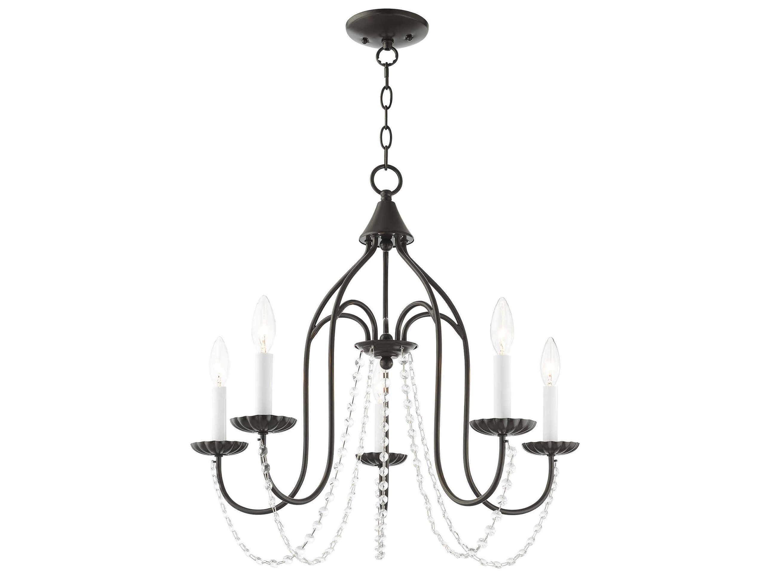 Livex Lighting Alessia 5-Light English Bronze Crystal Candelabra Chandelier