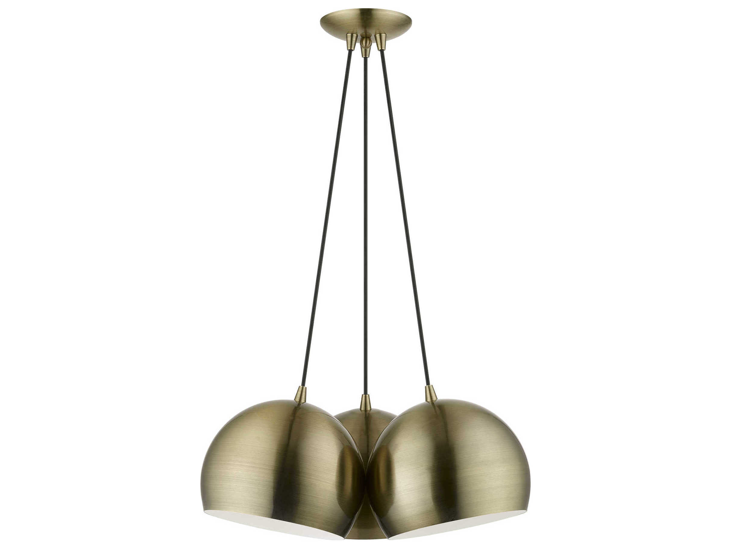 Livex Lighting Piedmont 3-Light Antique Brass White Dome Geometric Pendant