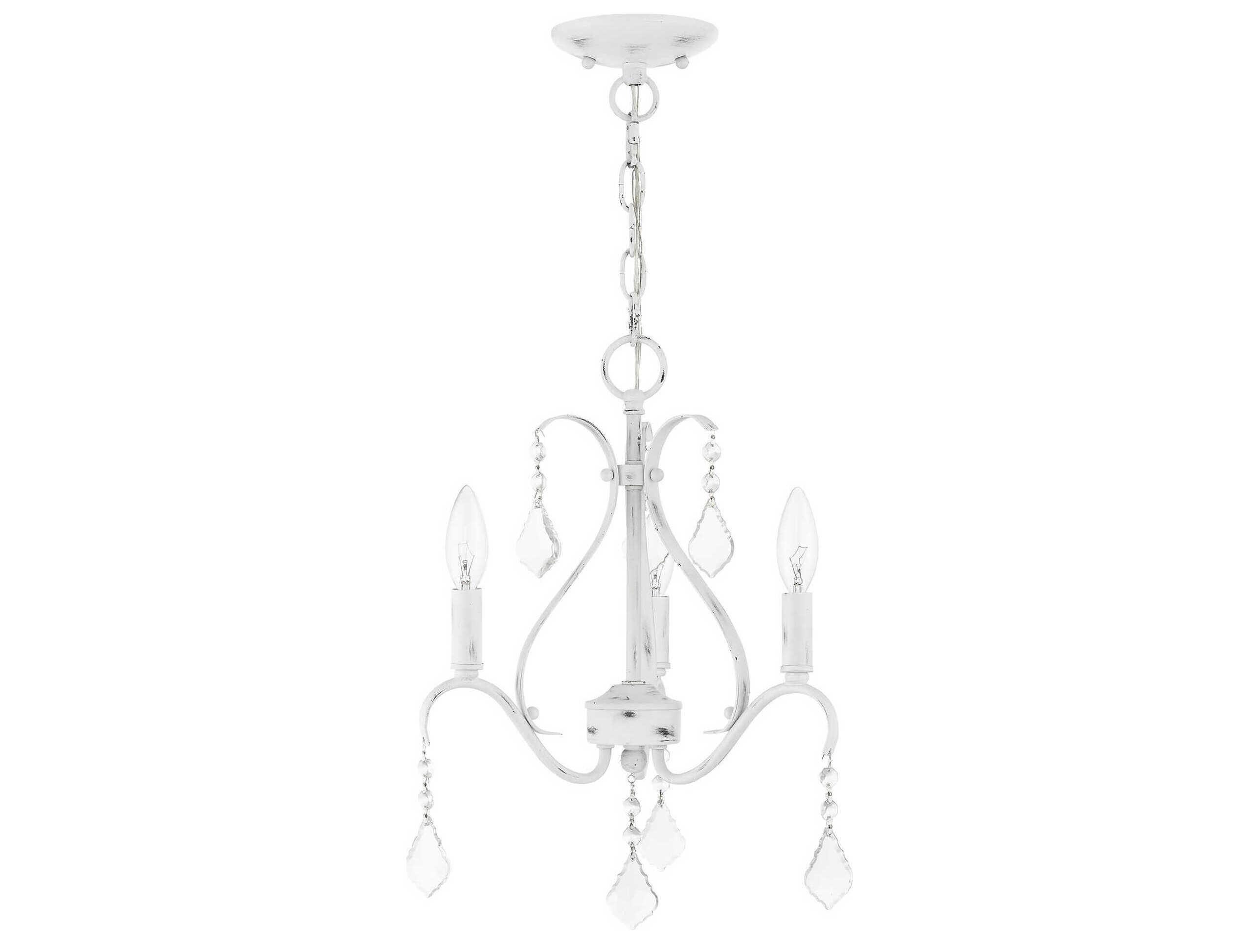 Livex Lighting Caterina 3-Light Antique White Clear Crystals Candelabra Chandelier