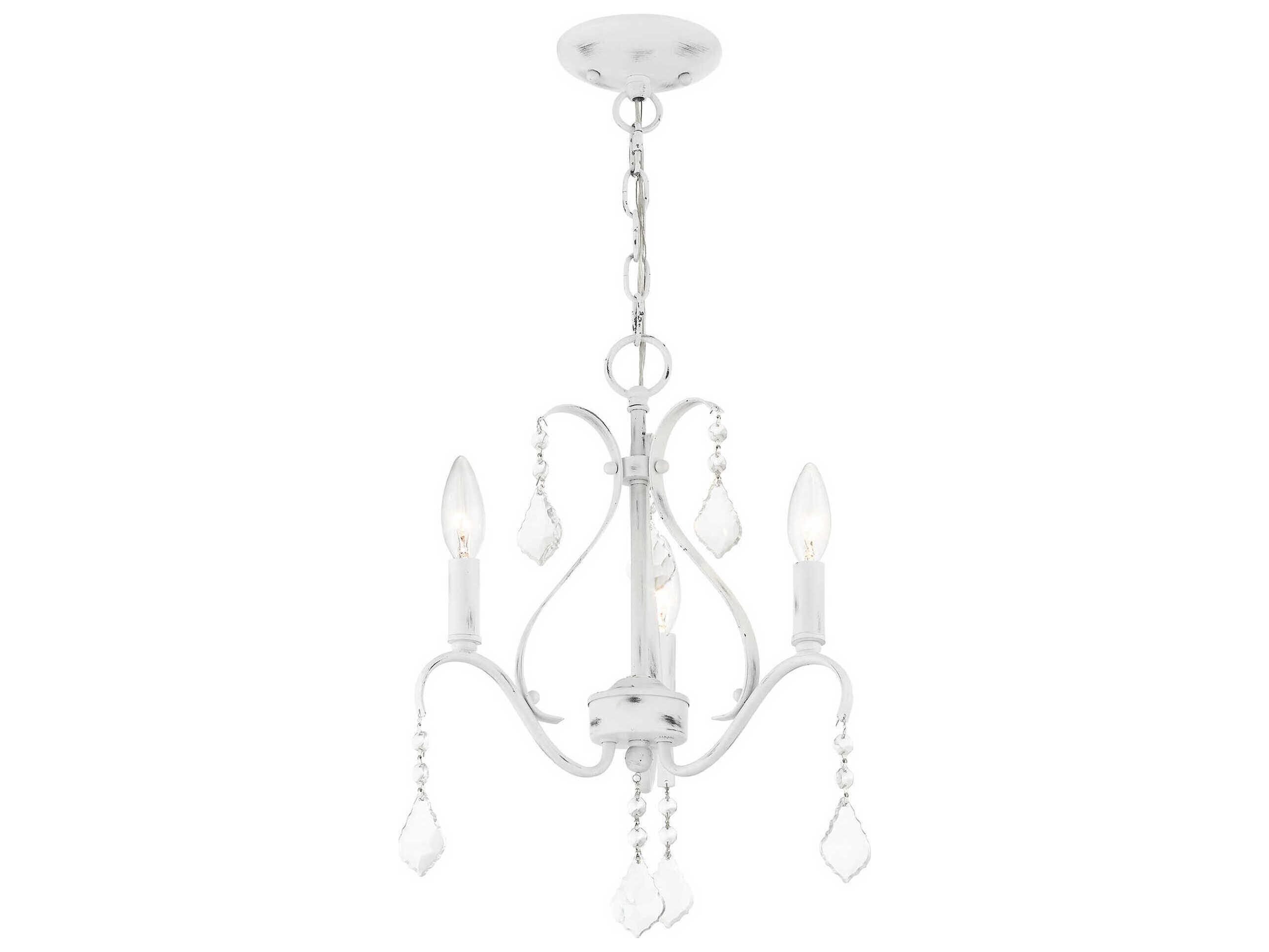 Livex Lighting Caterina 3-Light Antique White Clear Crystals Candelabra Chandelier