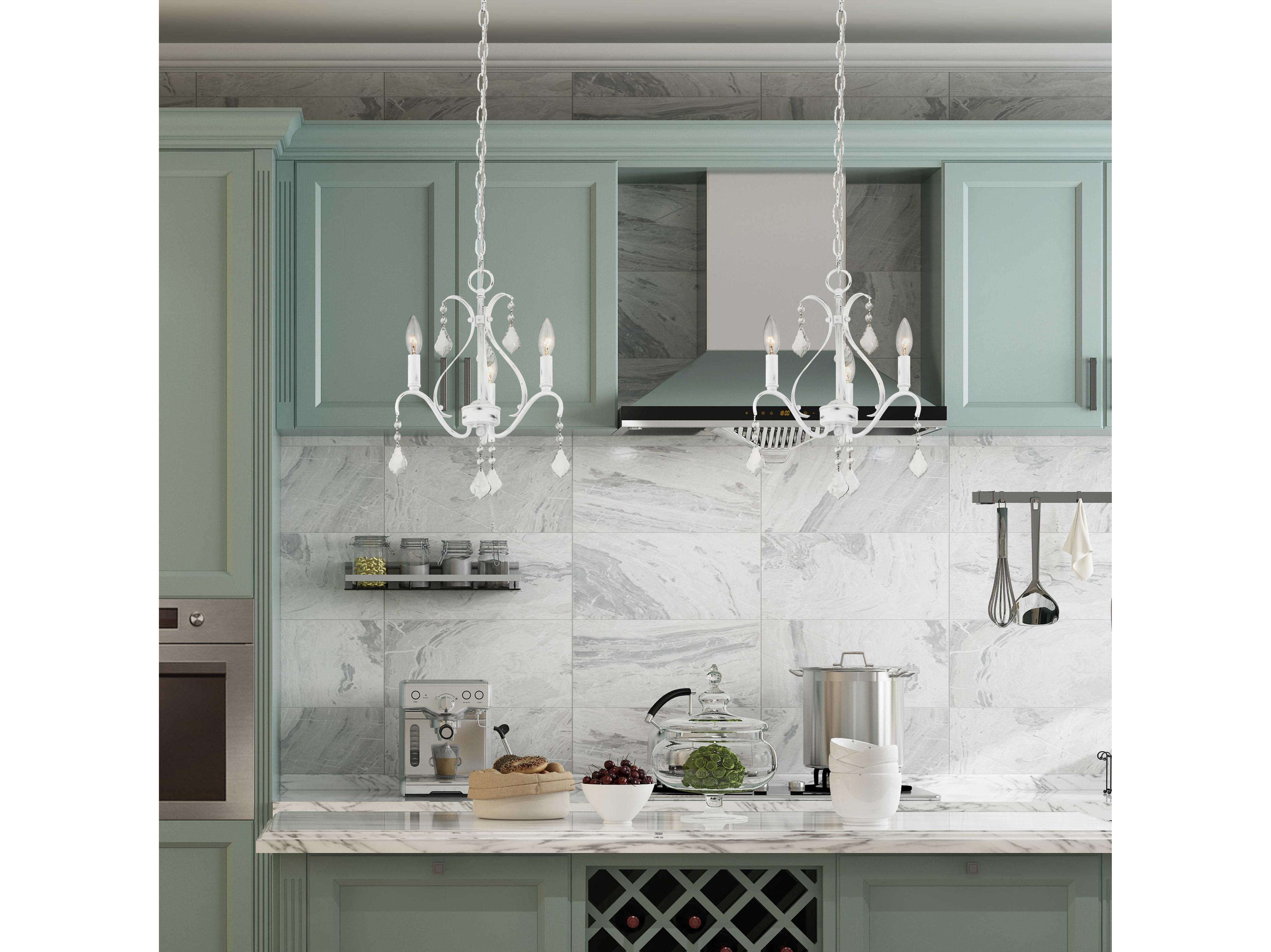 Livex Lighting Caterina 3-Light Antique White Clear Crystals Candelabra Chandelier