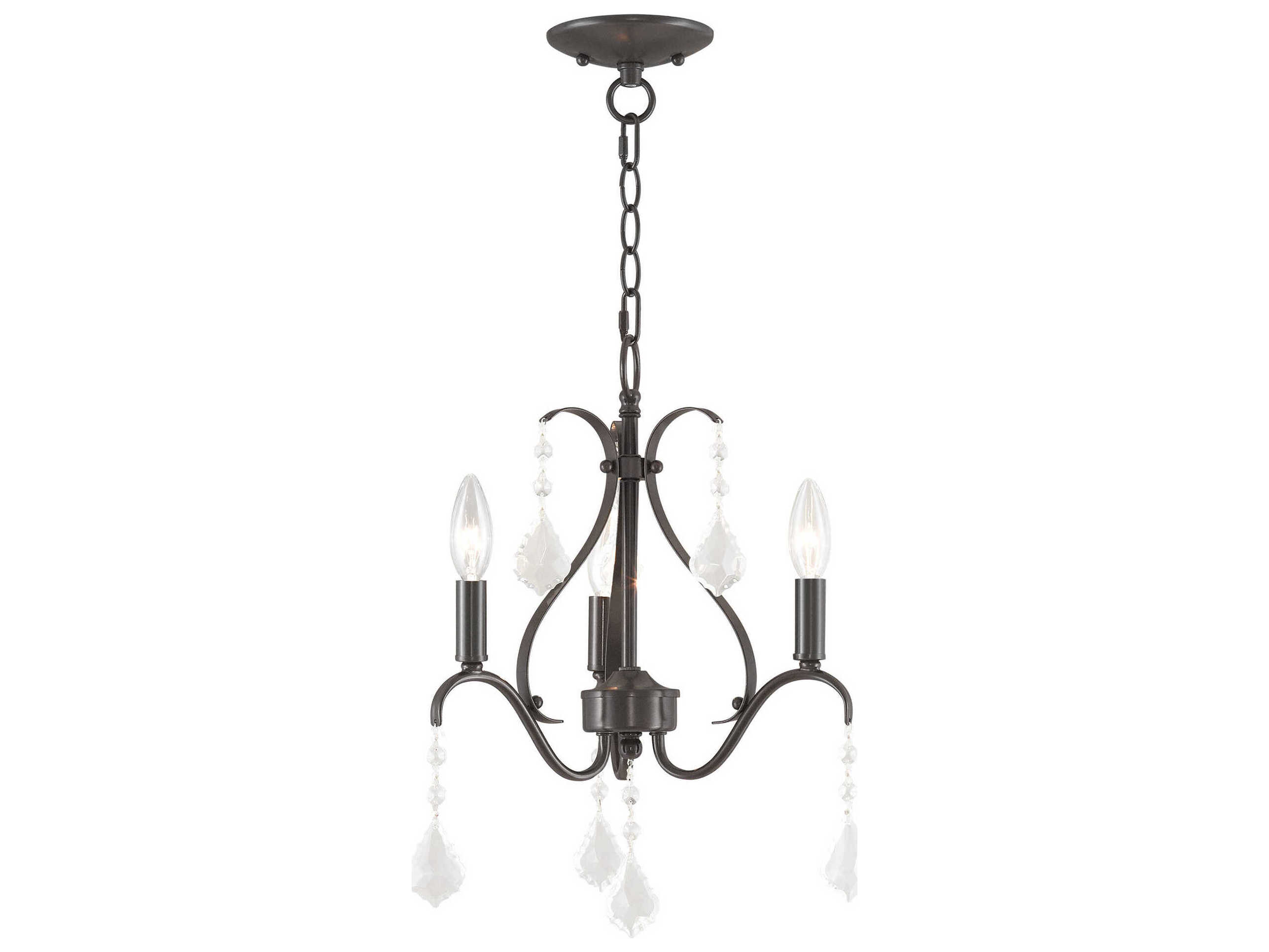 Livex Lighting Caterina 3-Light English Bronze Clear Crystal Candelabra Chandelier
