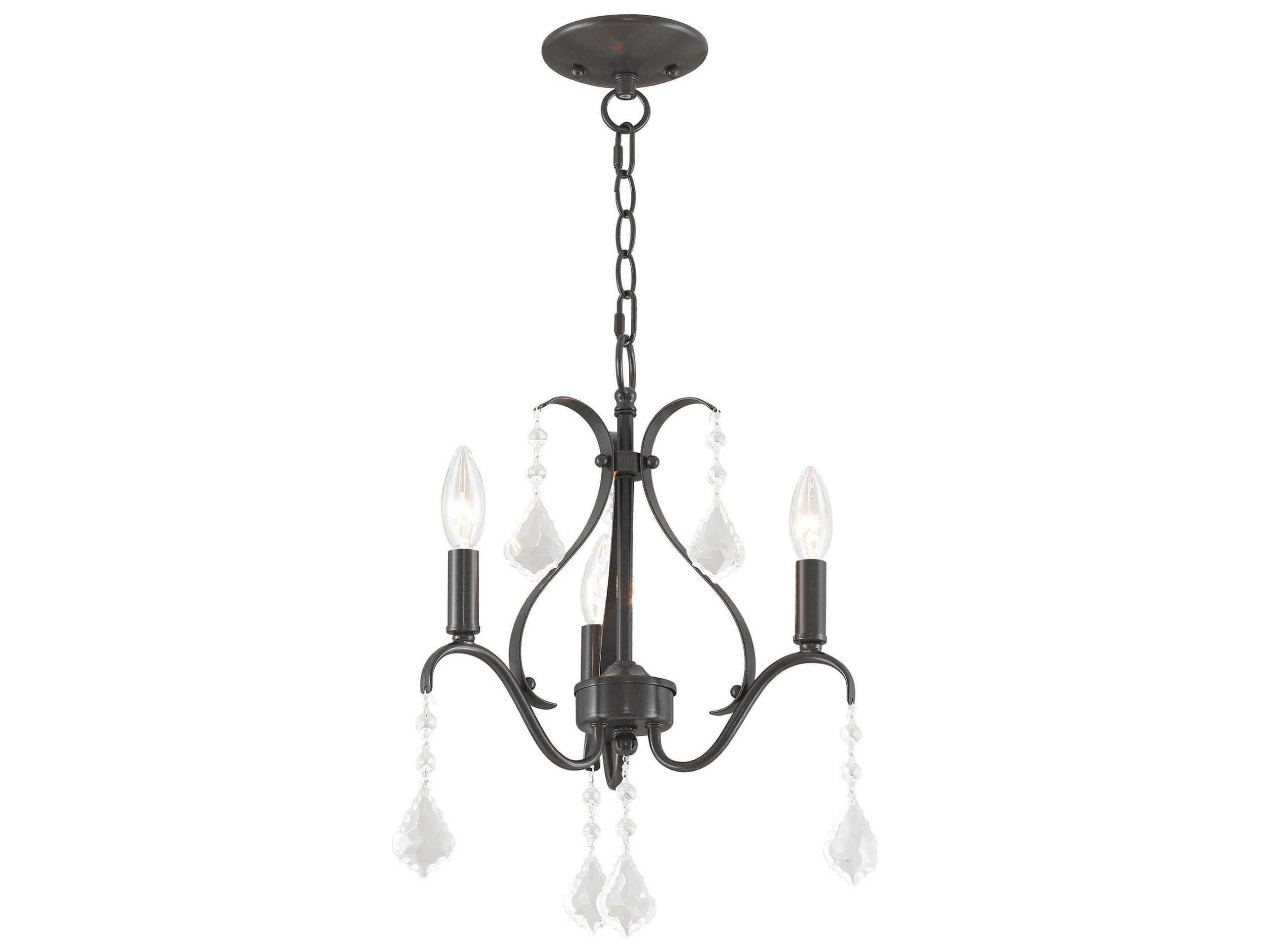Livex Lighting Caterina 3-Light English Bronze Clear Crystal Candelabra Chandelier