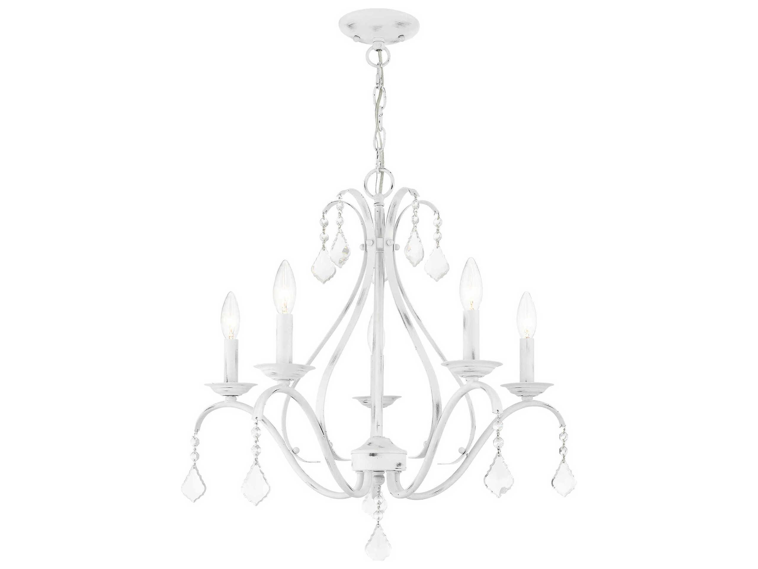 Livex Lighting Caterina 5-Light Antique White Clear Crystals Candelabra Chandelier