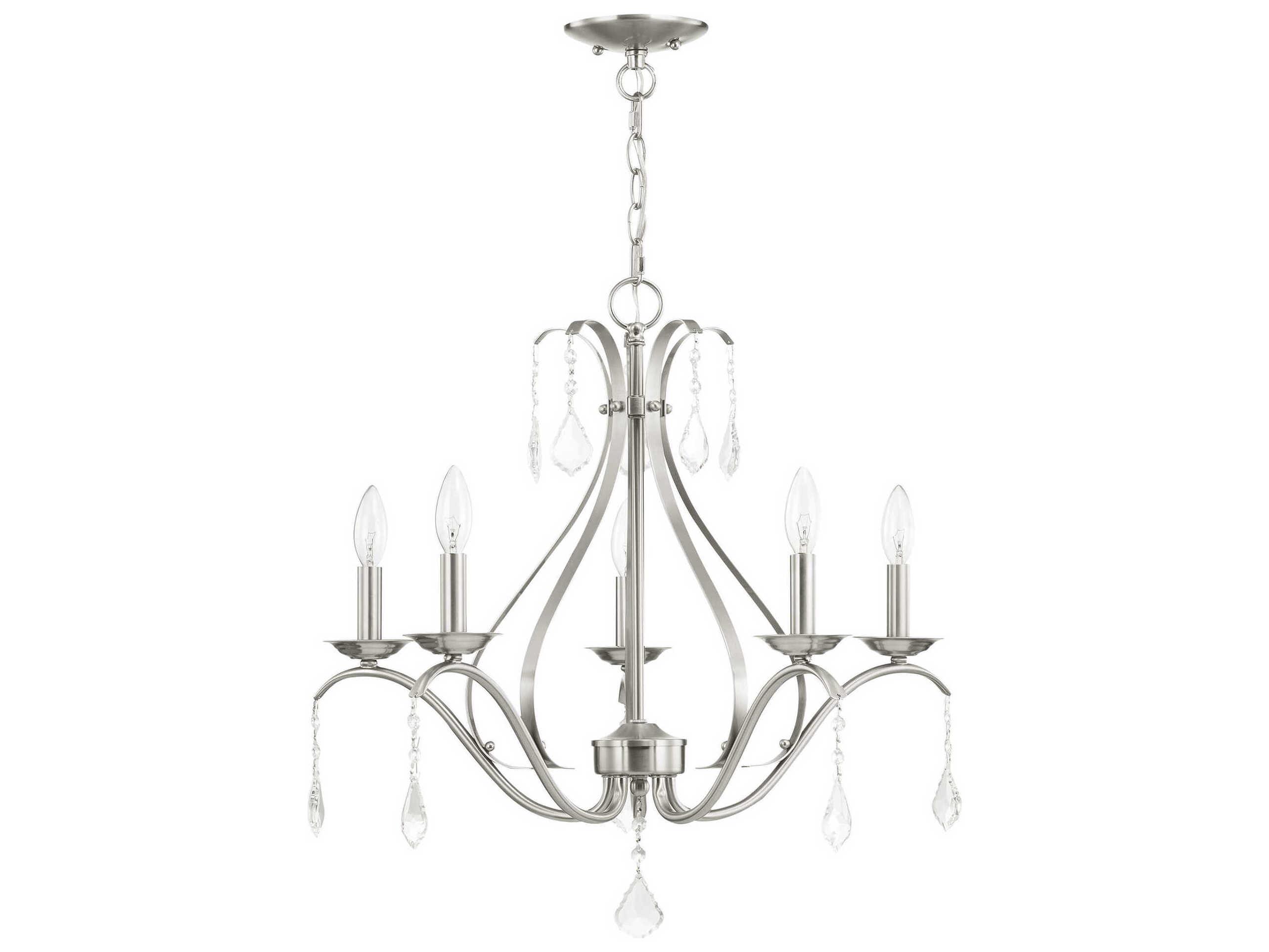 Livex Lighting Caterina 5-Light Brushed Nickel Clear Crystal Candelabra Chandelier
