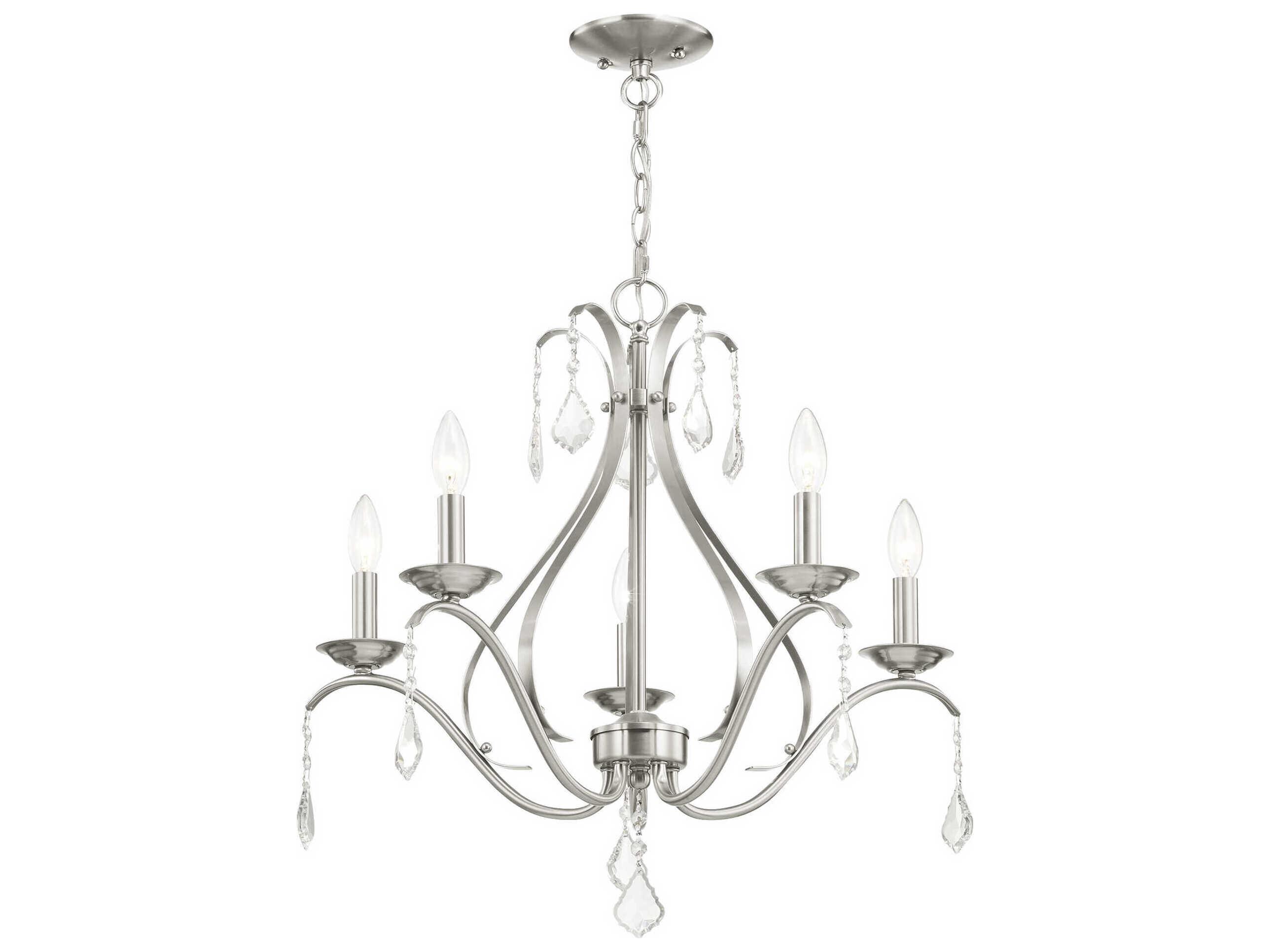 Livex Lighting Caterina 5-Light Brushed Nickel Clear Crystal Candelabra Chandelier