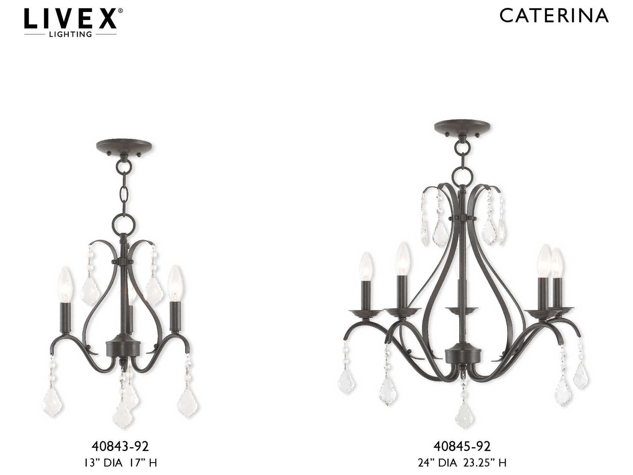 Livex Lighting Caterina 5-Light English Bronze Crystal Candelabra Chandelier