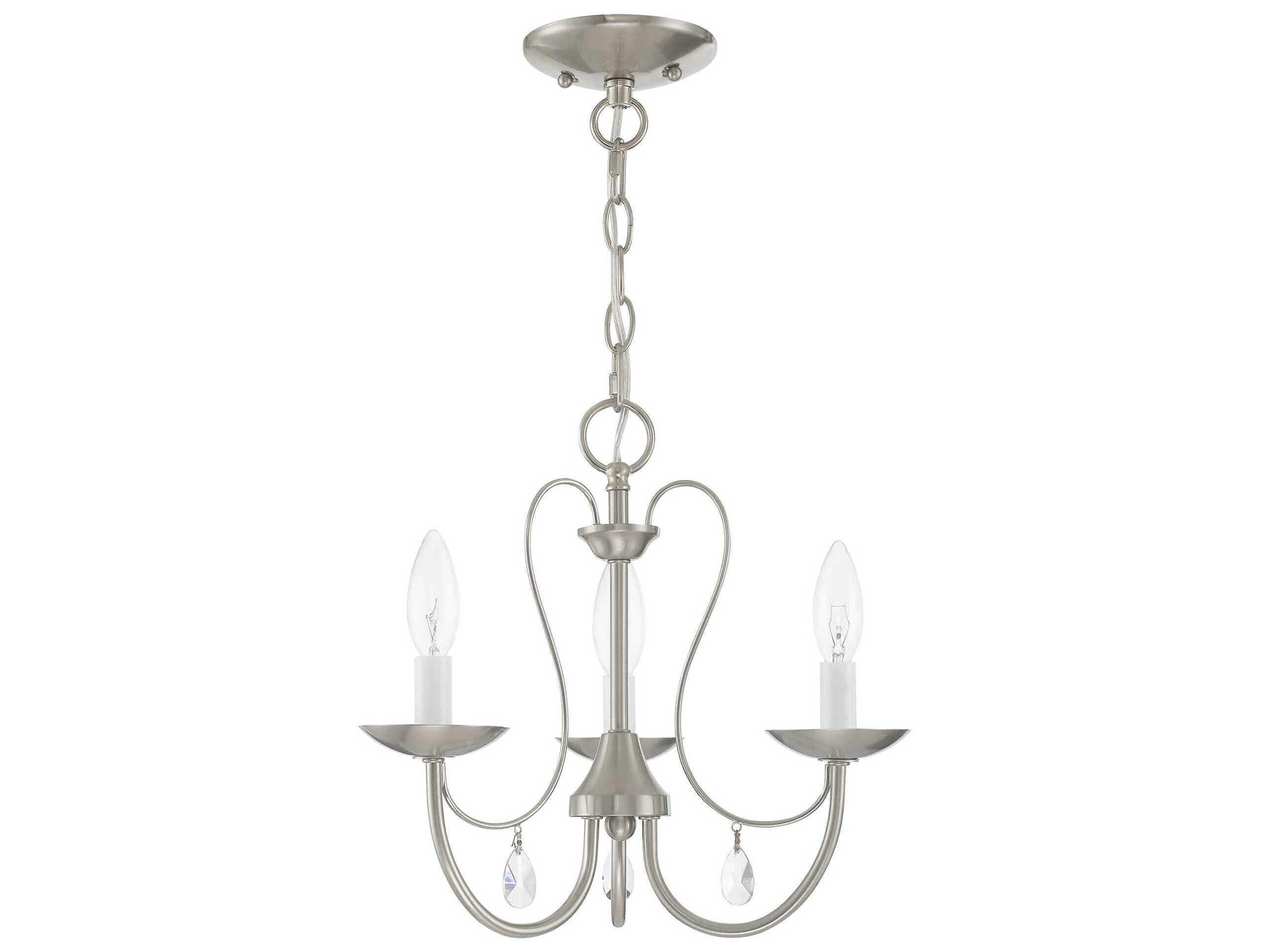 Livex Lighting Mirabella 3-Light Brushed Nickel Crystal Candelabra Chandelier