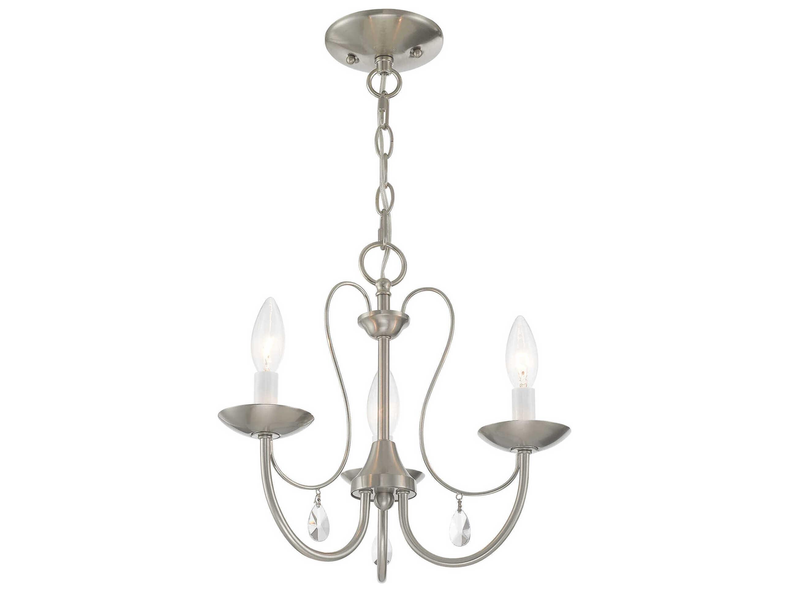 Livex Lighting Mirabella 3-Light Brushed Nickel Crystal Candelabra Chandelier