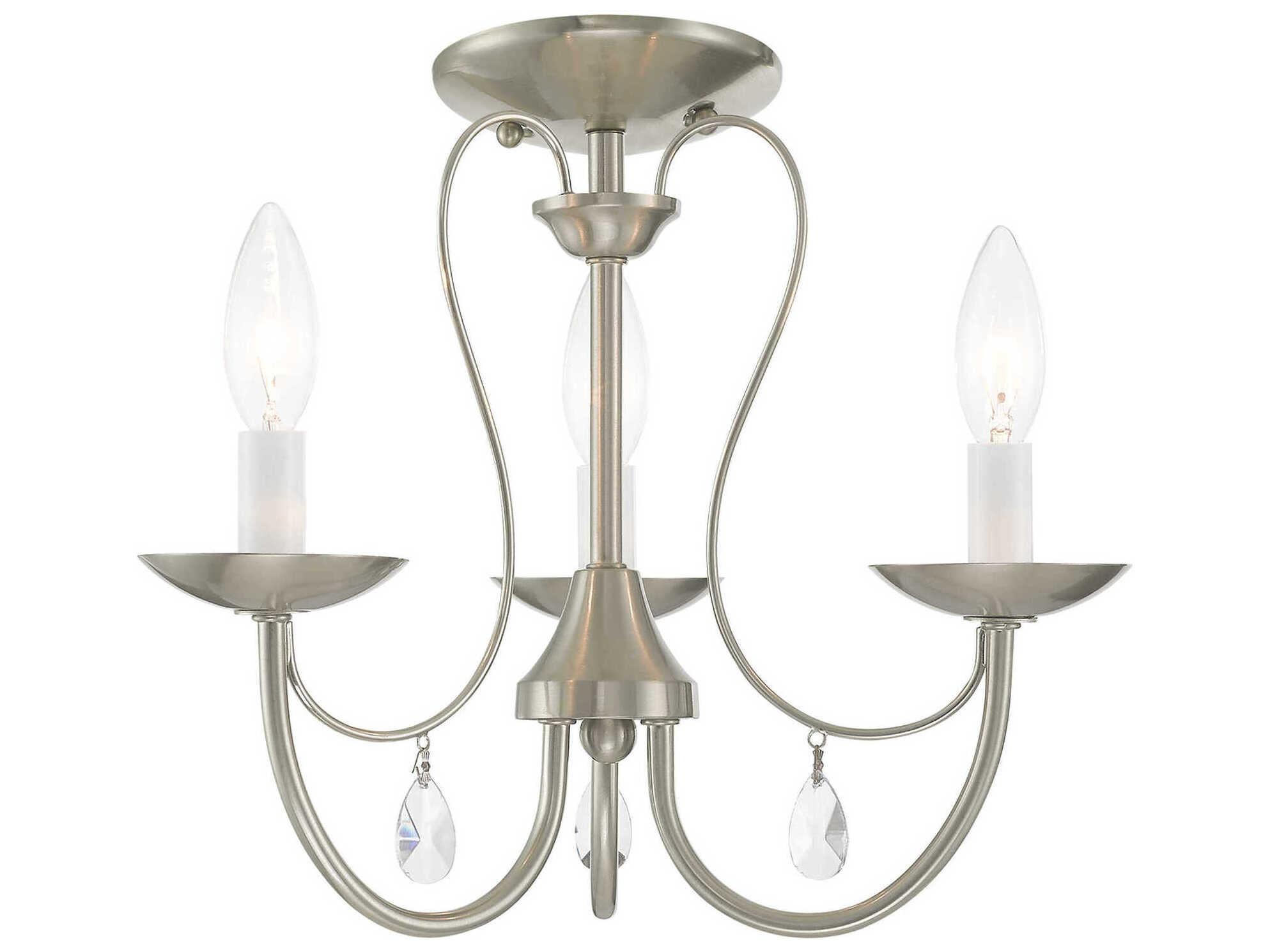 Livex Lighting Mirabella 3-Light Brushed Nickel Crystal Candelabra Chandelier