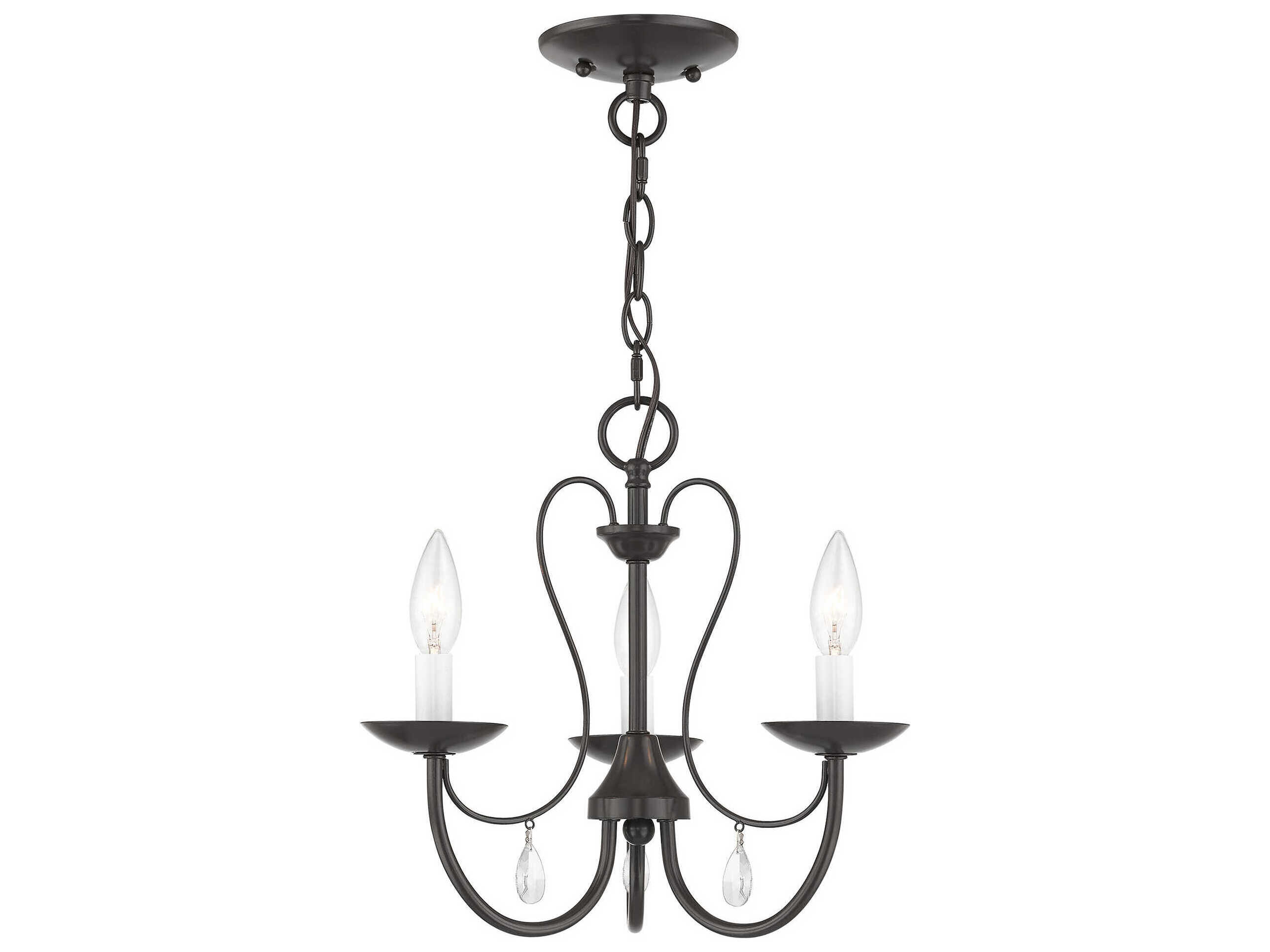 Livex Lighting Mirabella 3-Light English Bronze Crystal Candelabra Chandelier