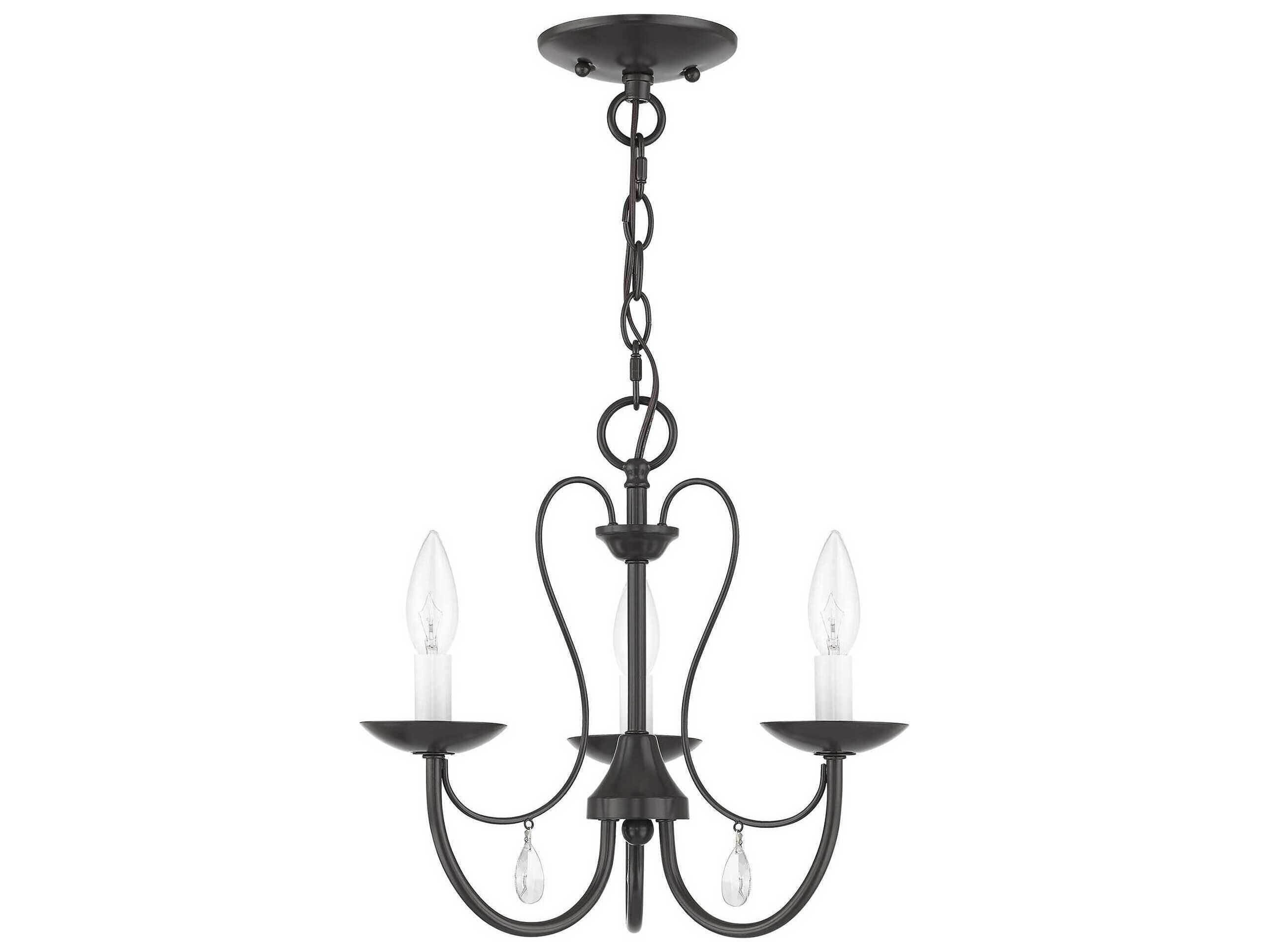 Livex Lighting Mirabella 3-Light English Bronze Crystal Candelabra Chandelier