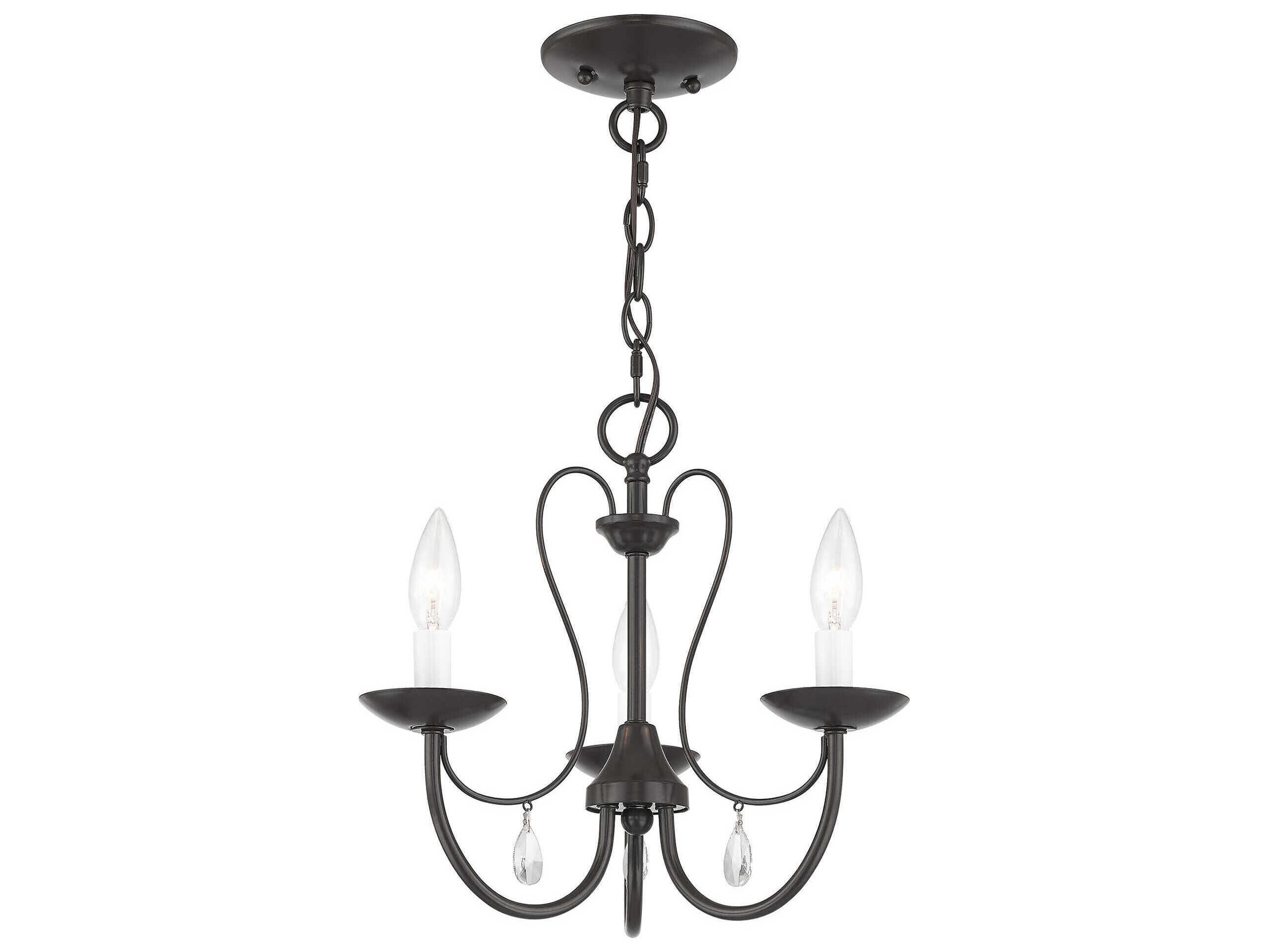 Livex Lighting Mirabella 3-Light English Bronze Crystal Candelabra Chandelier