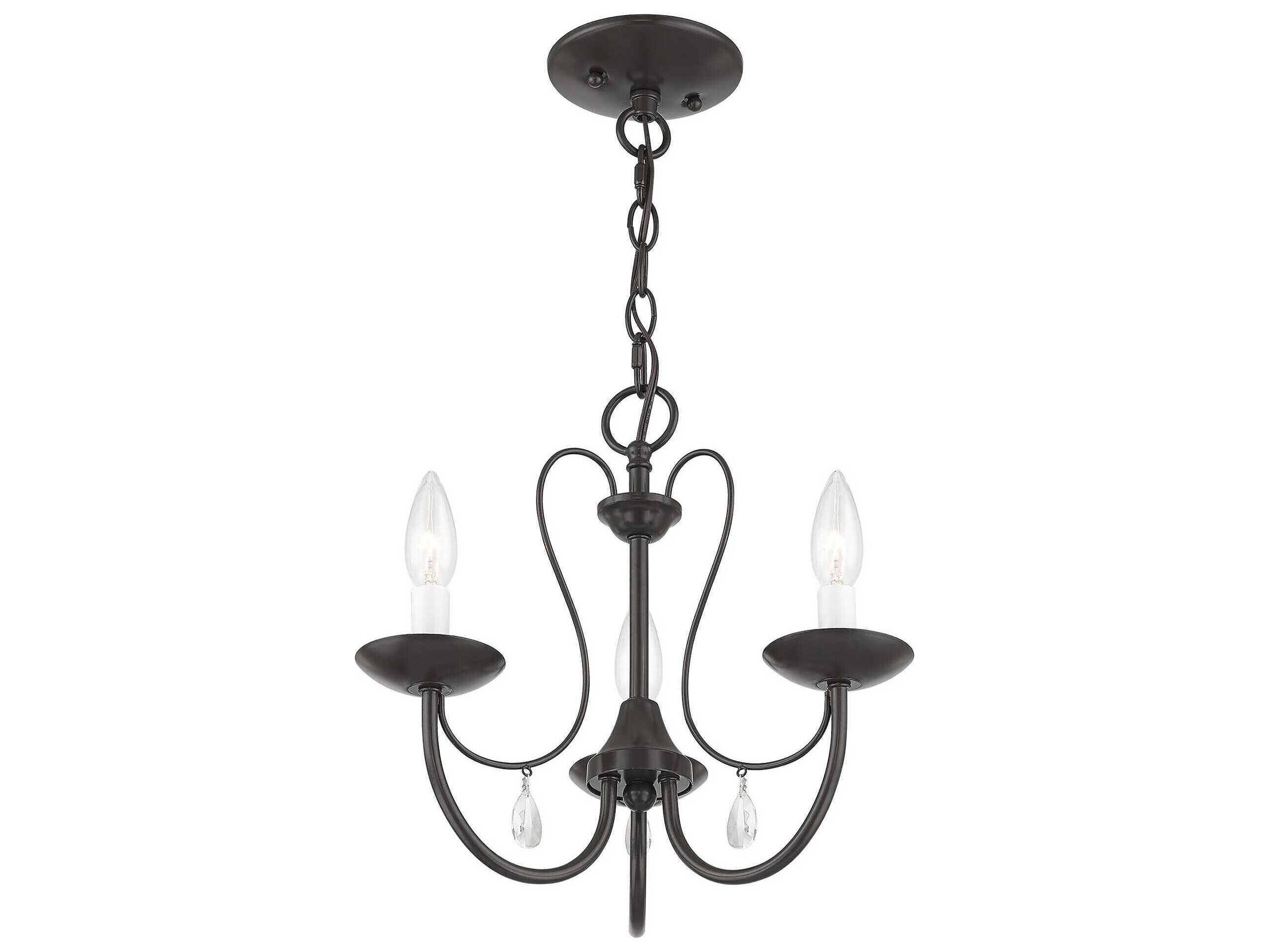 Livex Lighting Mirabella 3-Light English Bronze Crystal Candelabra Chandelier