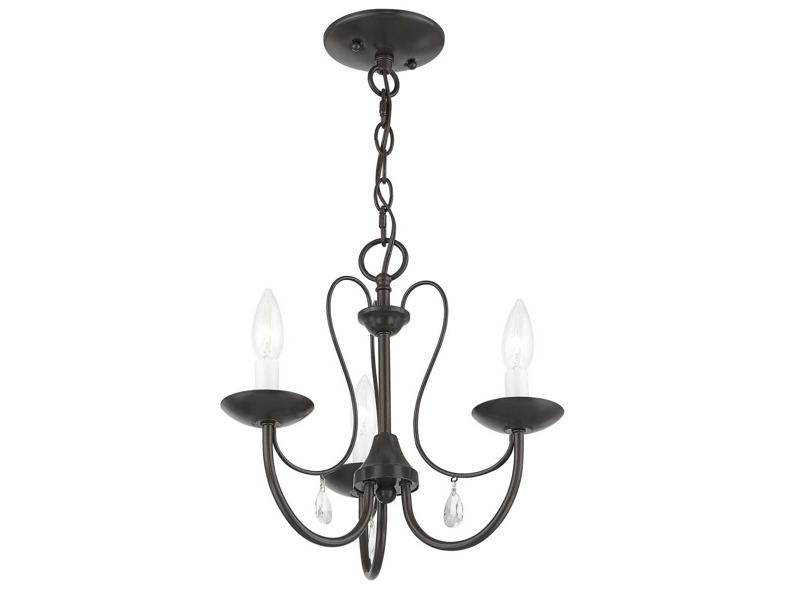 Livex Lighting Mirabella 3-Light English Bronze Crystal Candelabra Chandelier