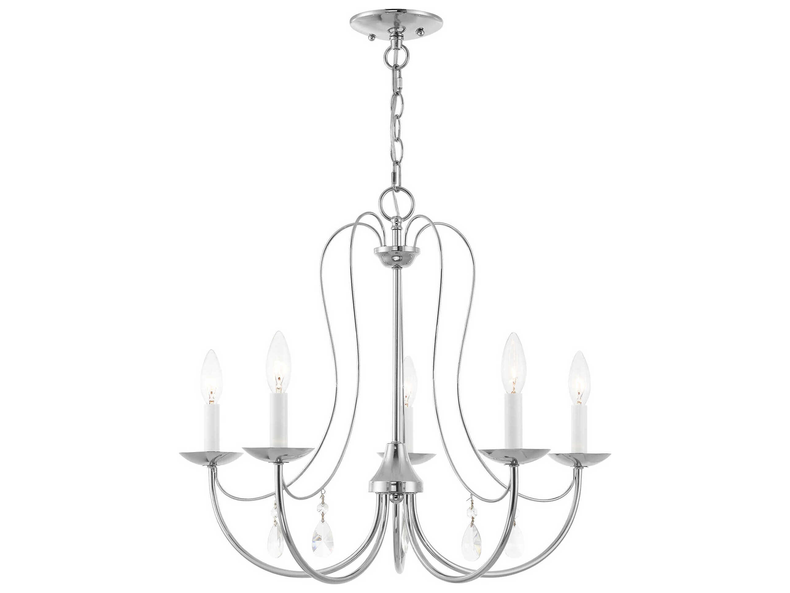 Livex Lighting Mirabella 5-Light Polished Chrome Crystal Candelabra Chandelier