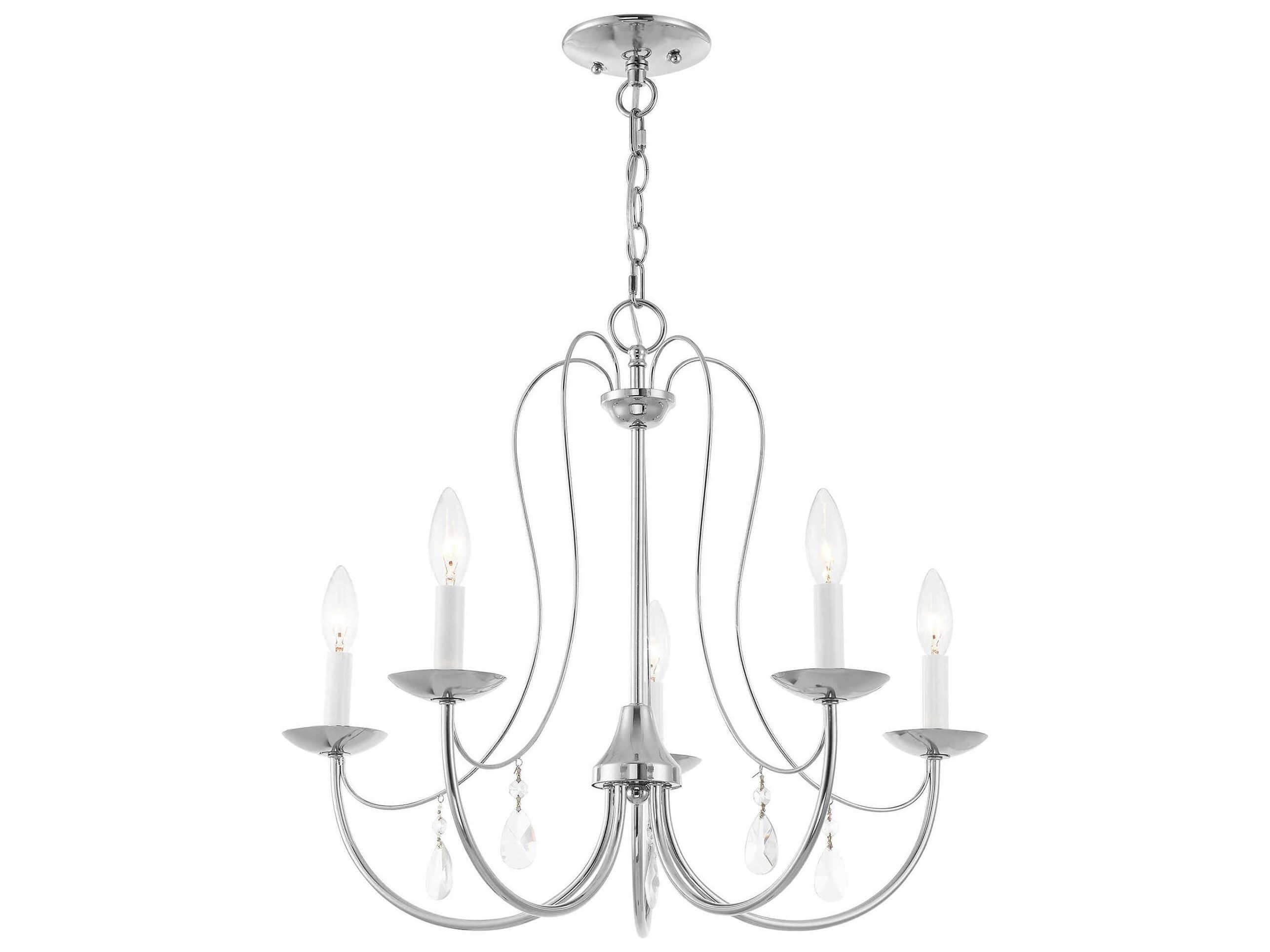 Livex Lighting Mirabella 5-Light Polished Chrome Crystal Candelabra Chandelier