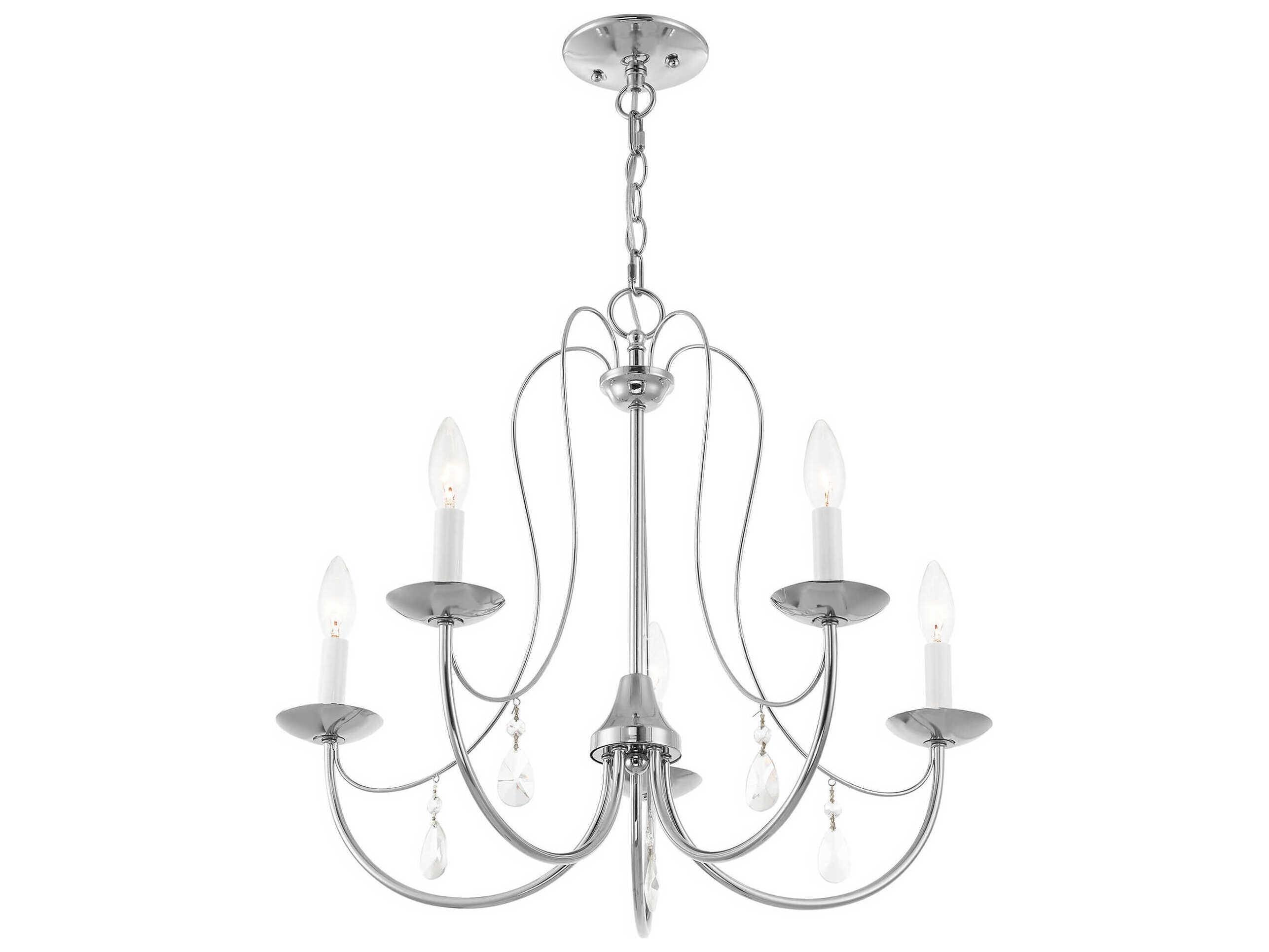 Livex Lighting Mirabella 5-Light Polished Chrome Crystal Candelabra Chandelier