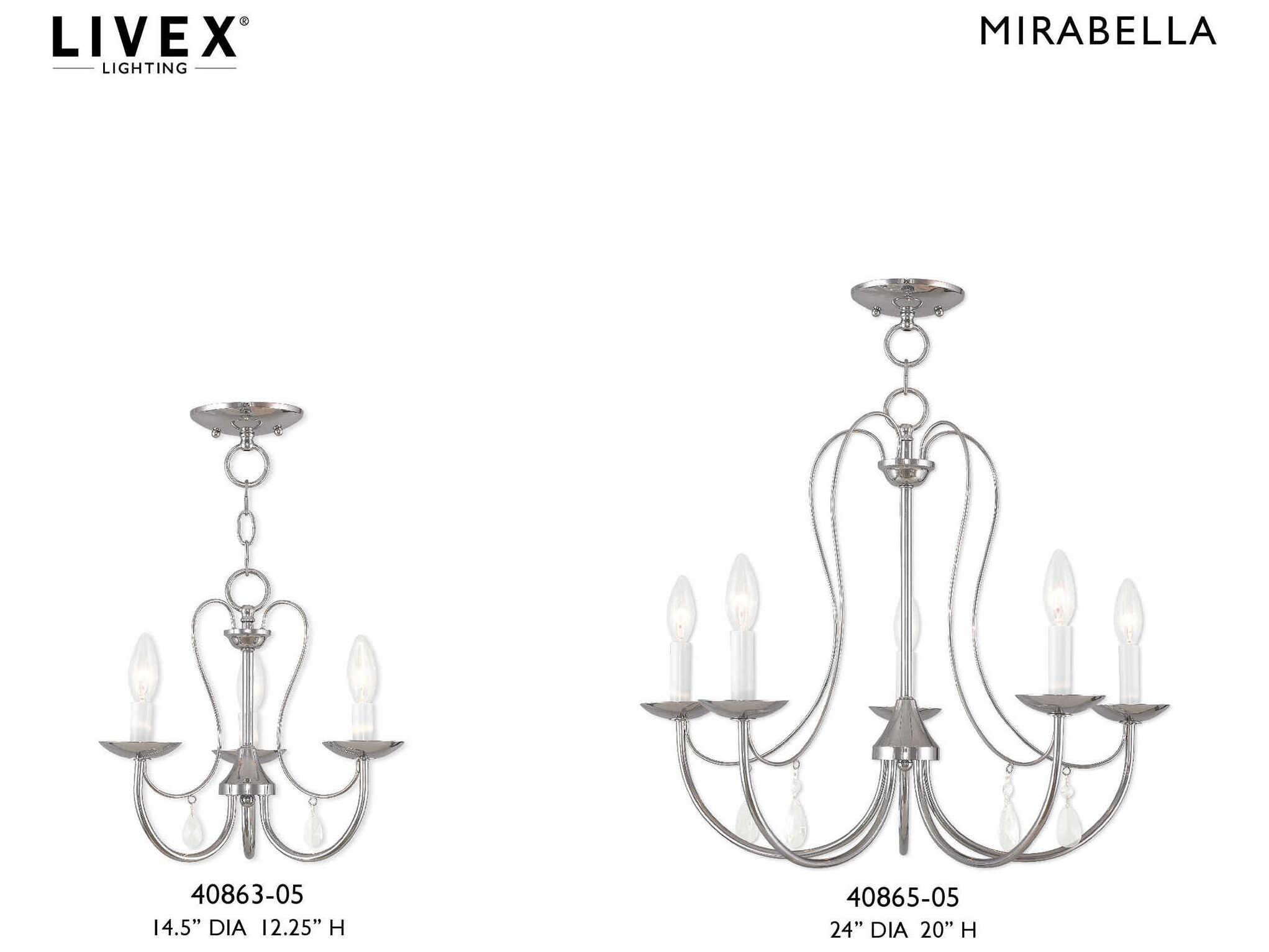 Livex Lighting Mirabella 5-Light Polished Chrome Crystal Candelabra Chandelier