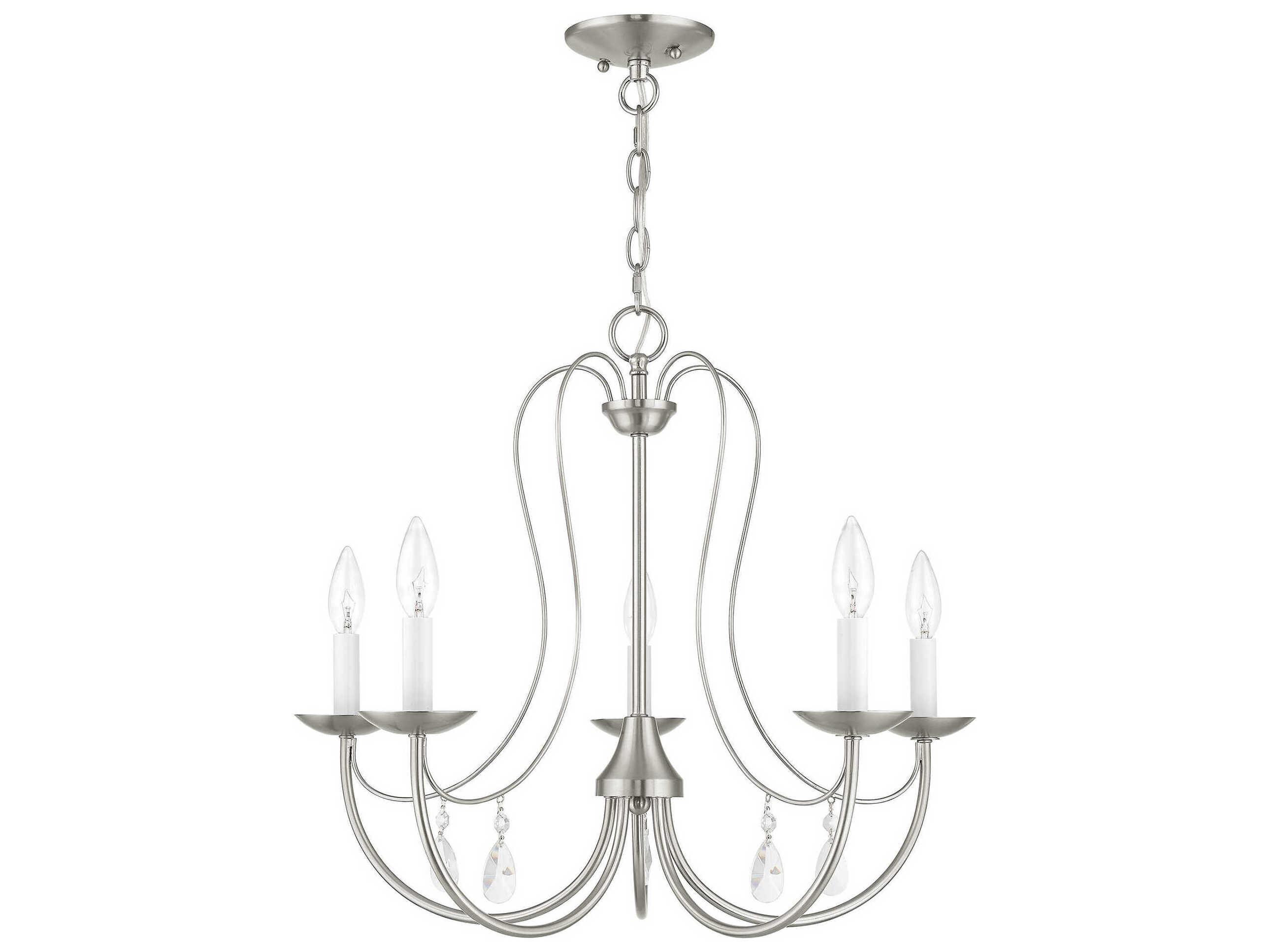 Livex Lighting Mirabella 5-Light Brushed Nickel Crystal Candelabra Chandelier