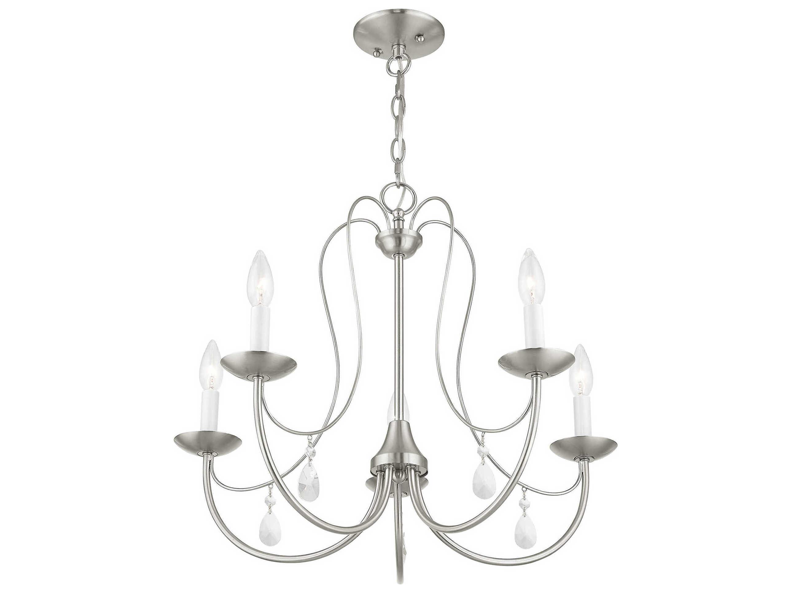 Livex Lighting Mirabella 5-Light Brushed Nickel Crystal Candelabra Chandelier