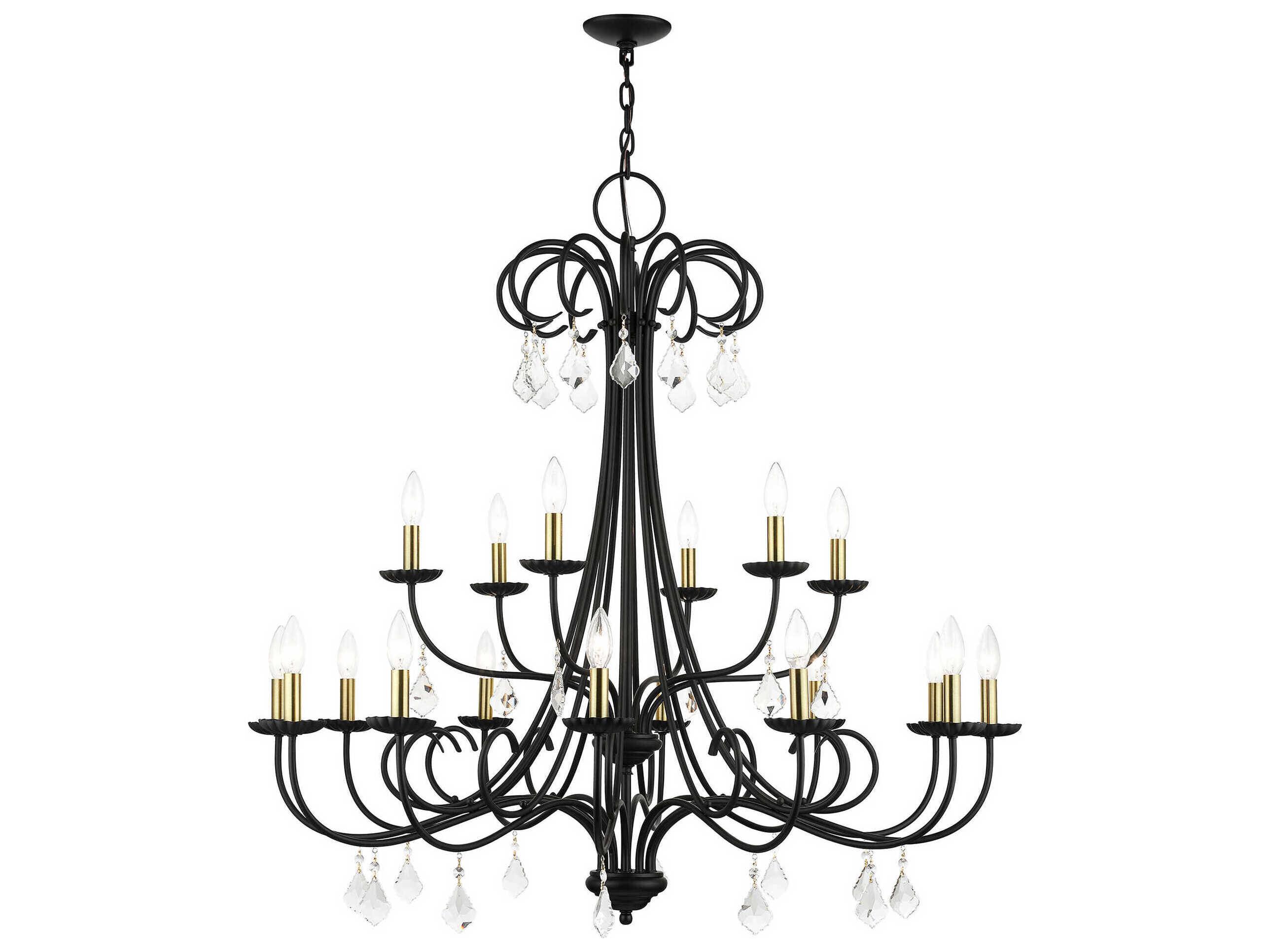 Livex Lighting Daphne 18-Light8-Light Black Antique Brass Crystal Candelabra Chandelier