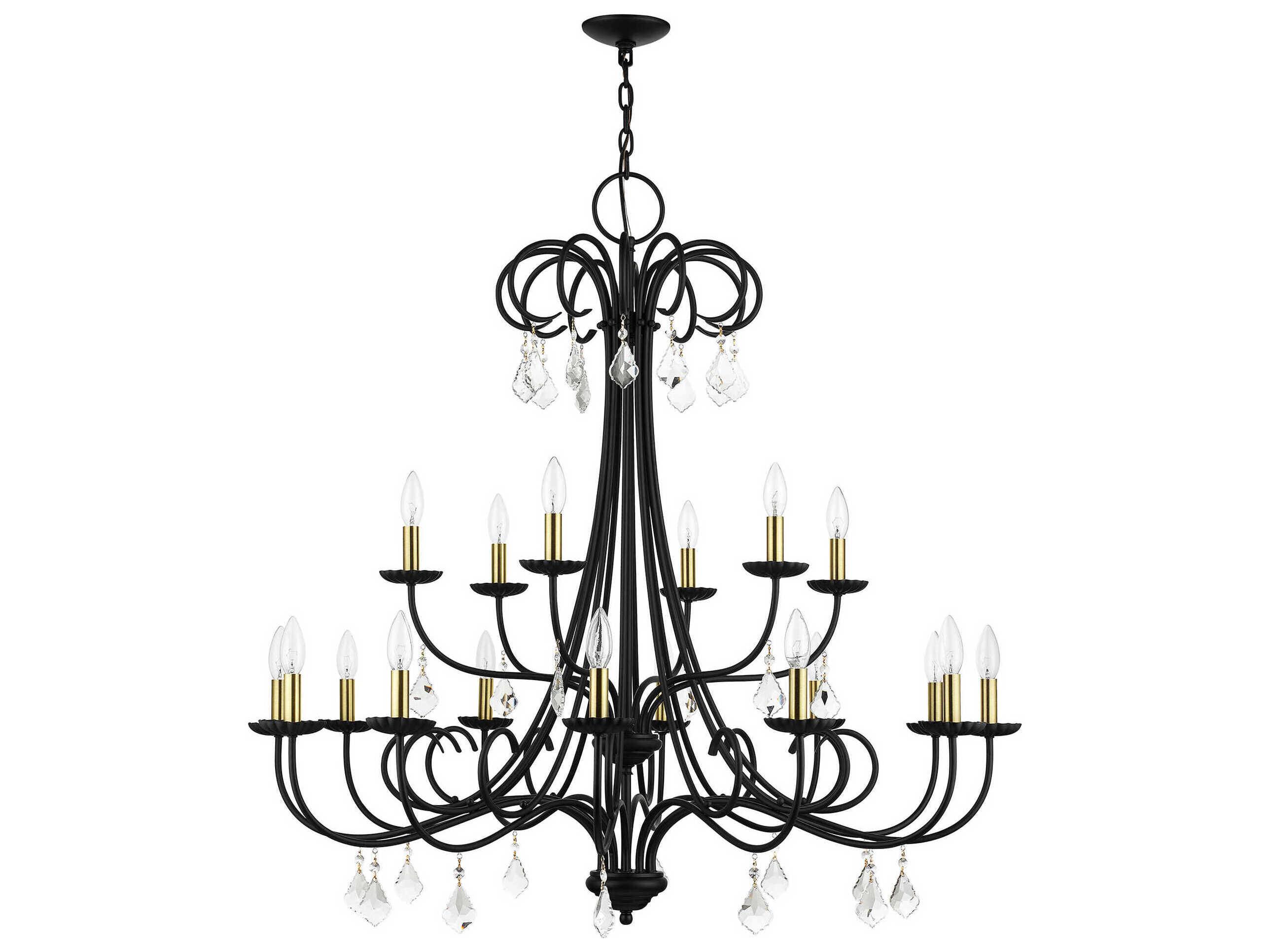 Livex Lighting Daphne 18-Light8-Light Black Antique Brass Crystal Candelabra Chandelier