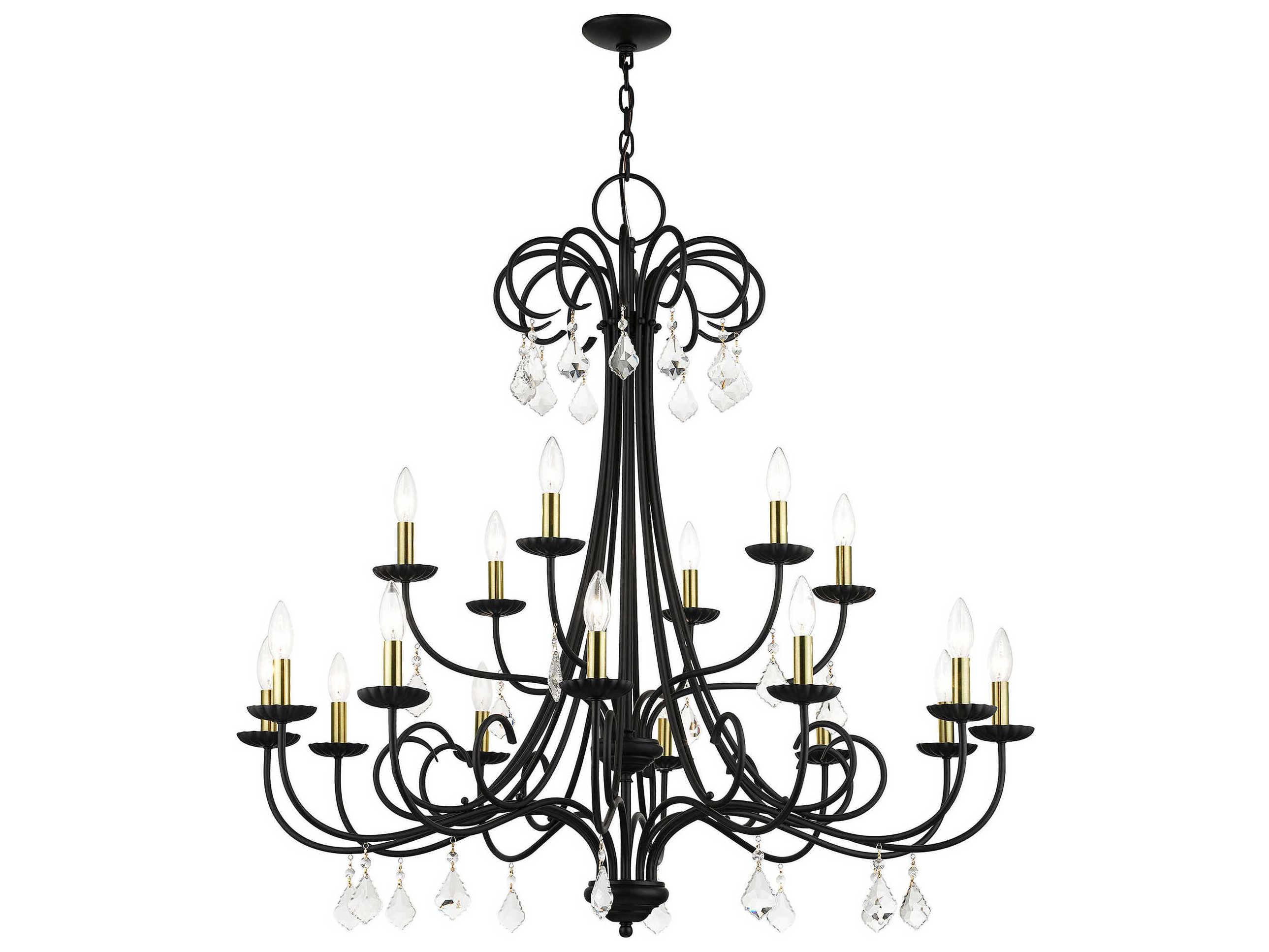 Livex Lighting Daphne 18-Light8-Light Black Antique Brass Crystal Candelabra Chandelier