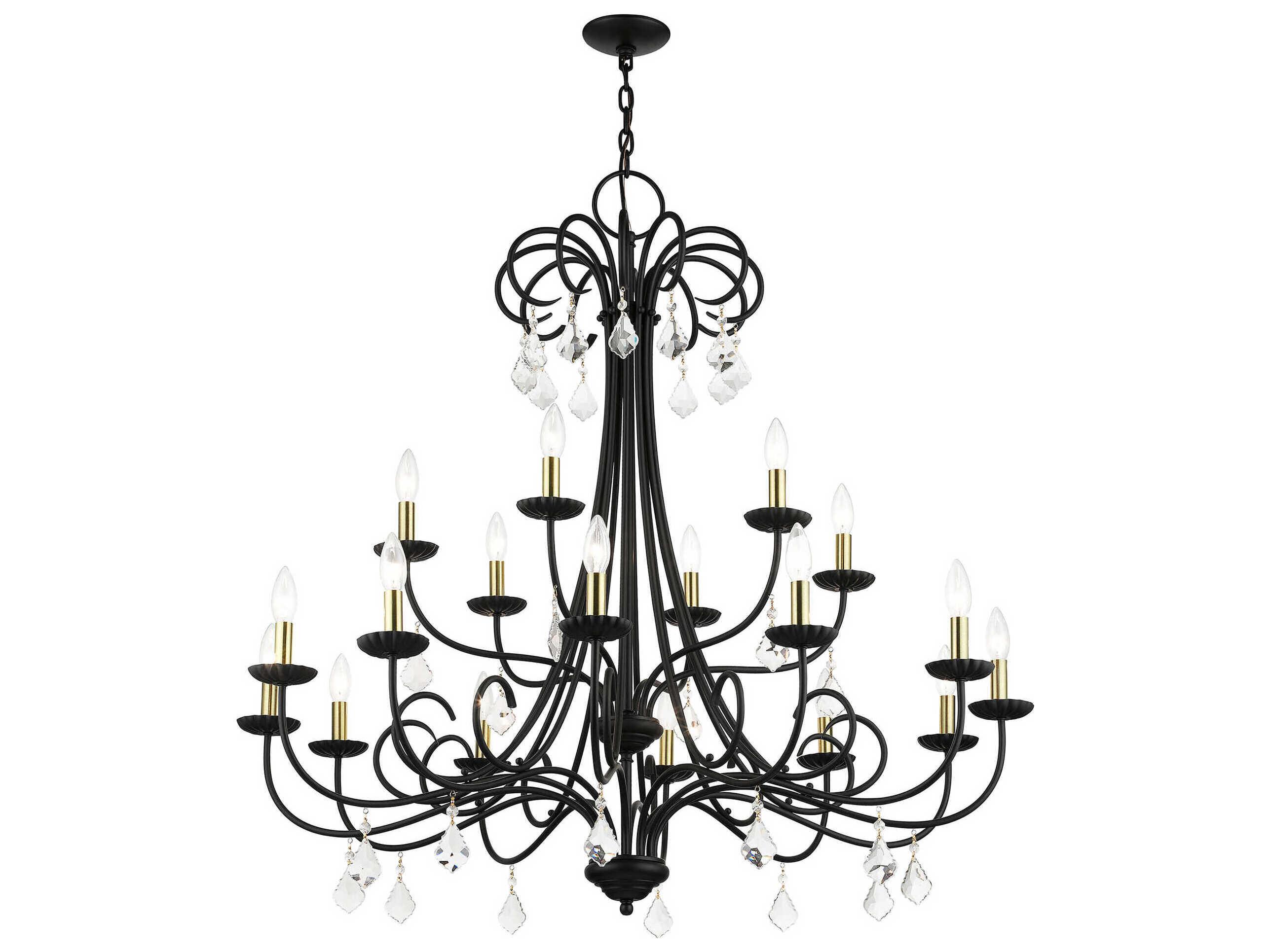Livex Lighting Daphne 18-Light8-Light Black Antique Brass Crystal Candelabra Chandelier