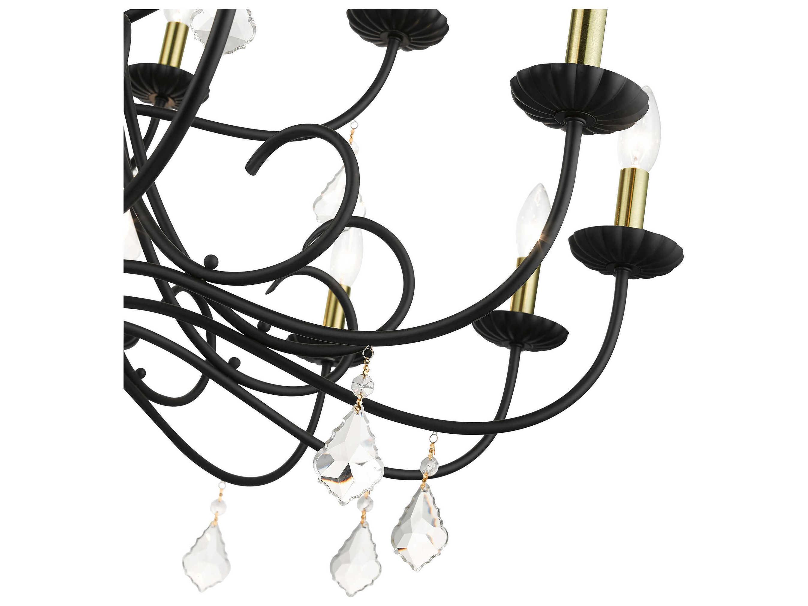 Livex Lighting Daphne 18-Light8-Light Black Antique Brass Crystal Candelabra Chandelier