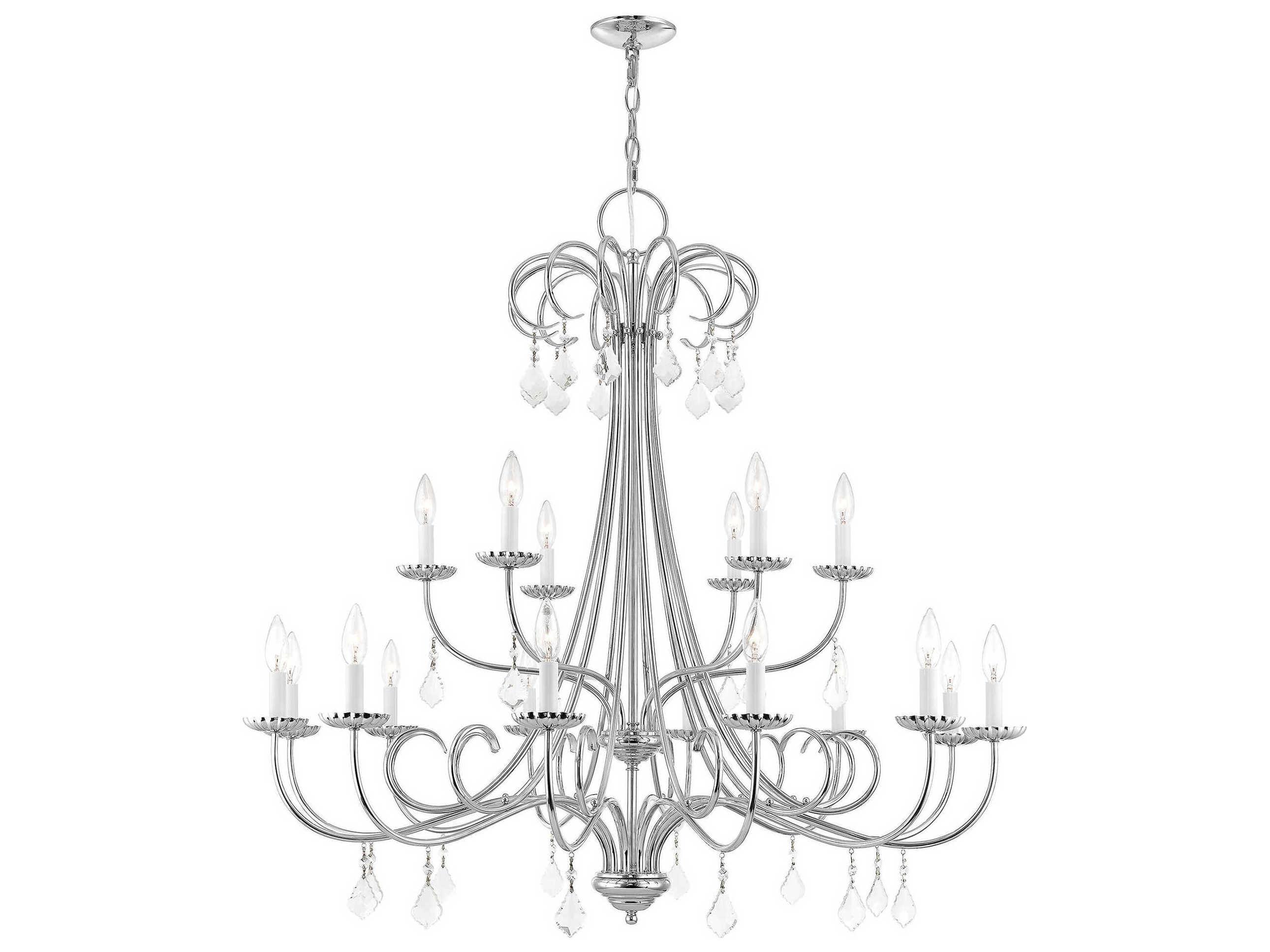 Livex Lighting Daphne 18-Light8-Light Polished Chrome Crystal Candelabra Tiered Chandelier