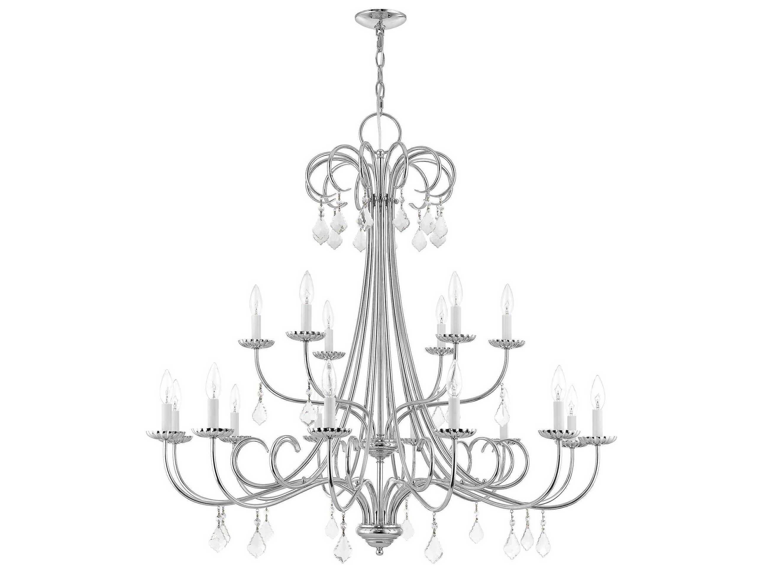Livex Lighting Daphne 18-Light8-Light Polished Chrome Crystal Candelabra Tiered Chandelier