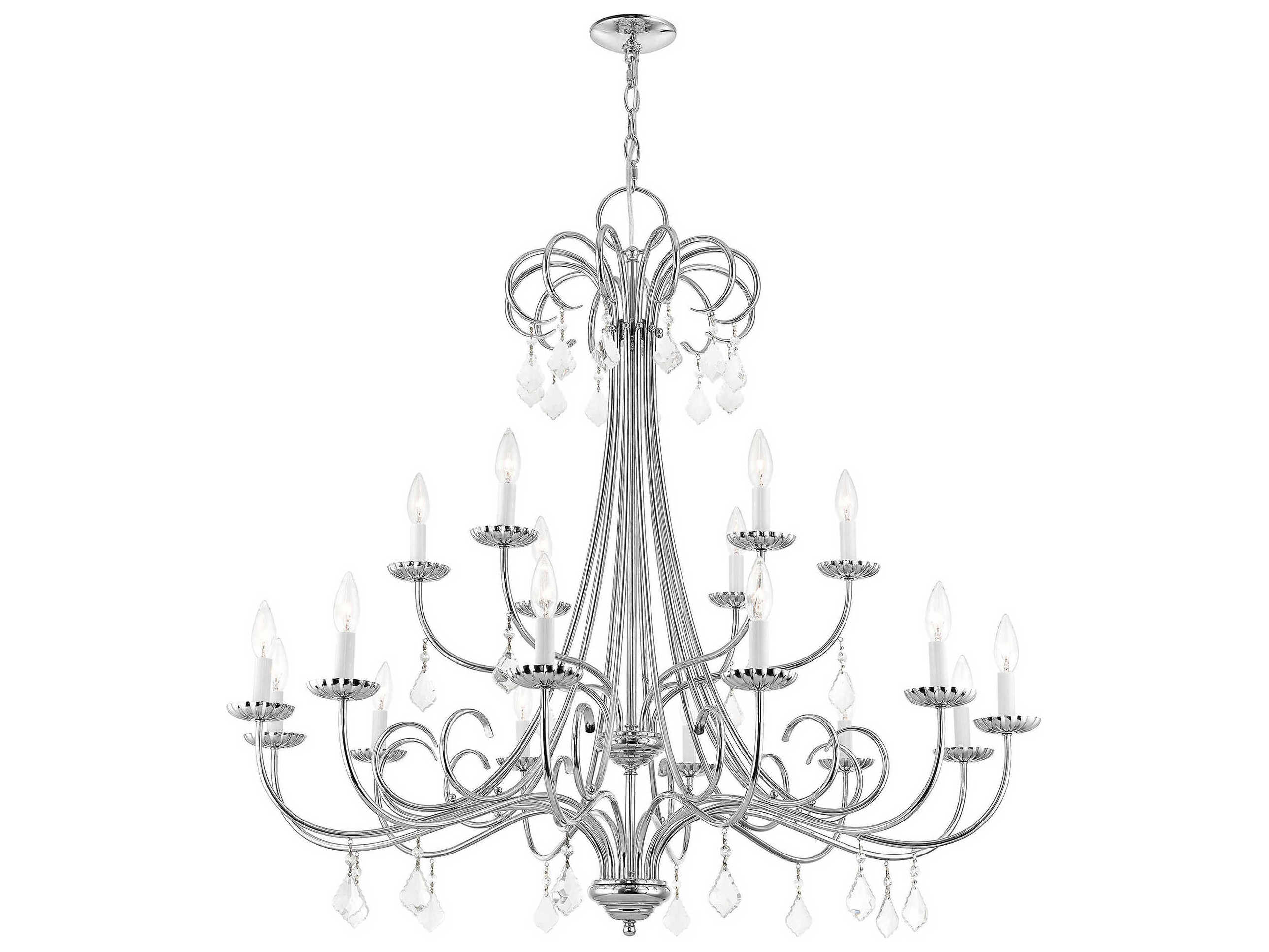 Livex Lighting Daphne 18-Light8-Light Polished Chrome Crystal Candelabra Tiered Chandelier