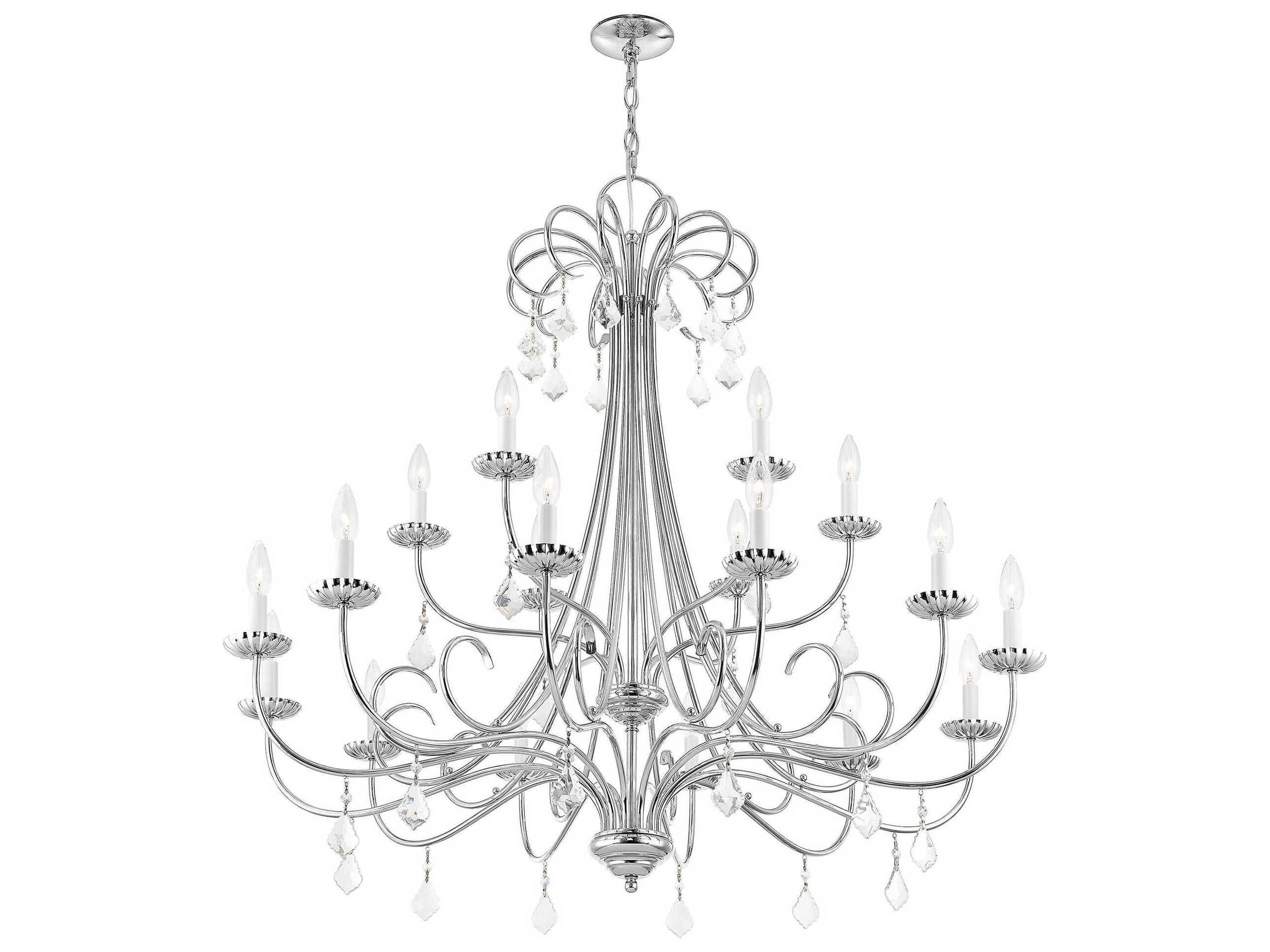 Livex Lighting Daphne 18-Light8-Light Polished Chrome Crystal Candelabra Tiered Chandelier