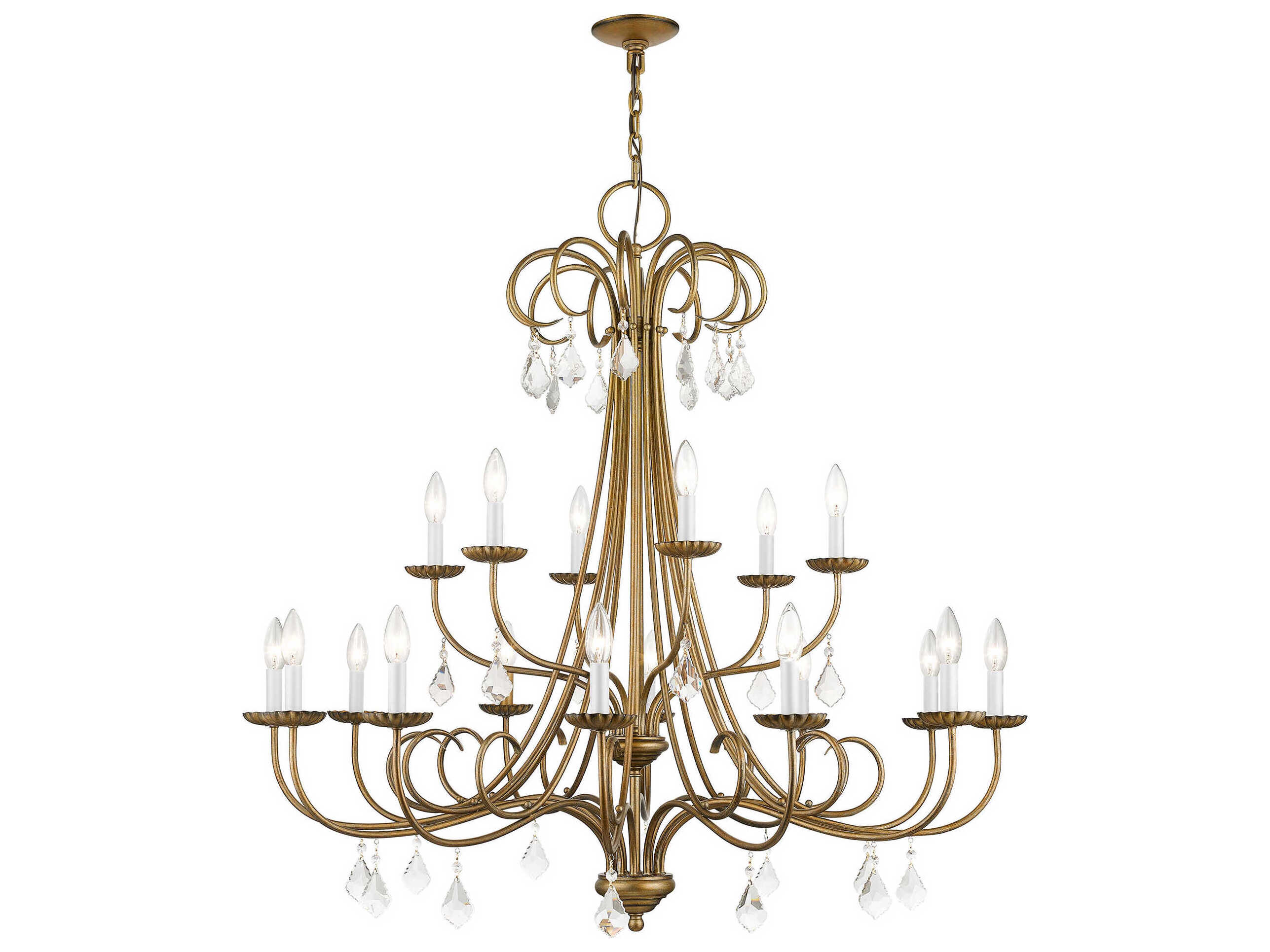 Livex Lighting Daphne 18-Light8-Light Antique Gold Leaf Crystal Candelabra Chandelier