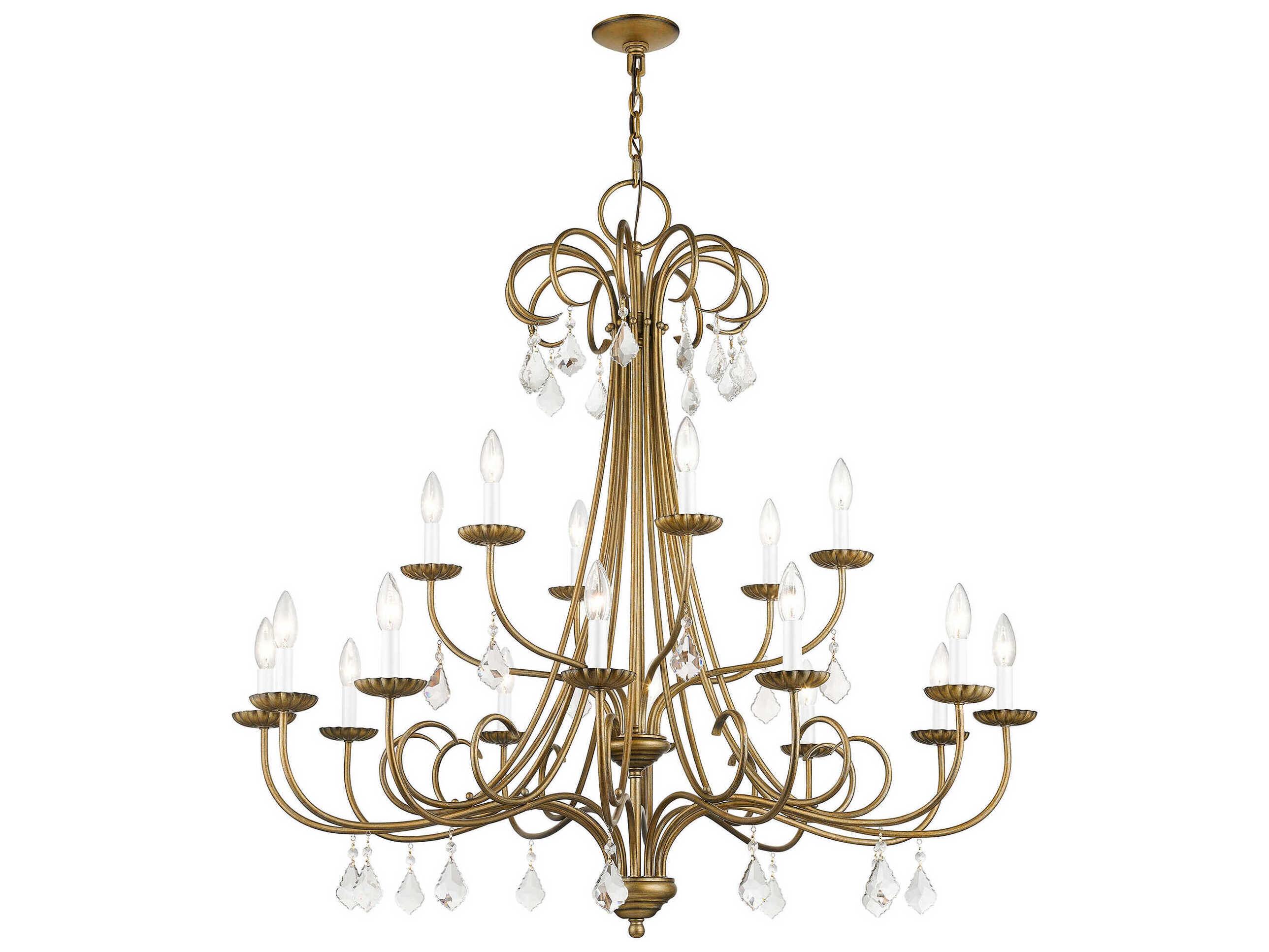 Livex Lighting Daphne 18-Light8-Light Antique Gold Leaf Crystal Candelabra Chandelier