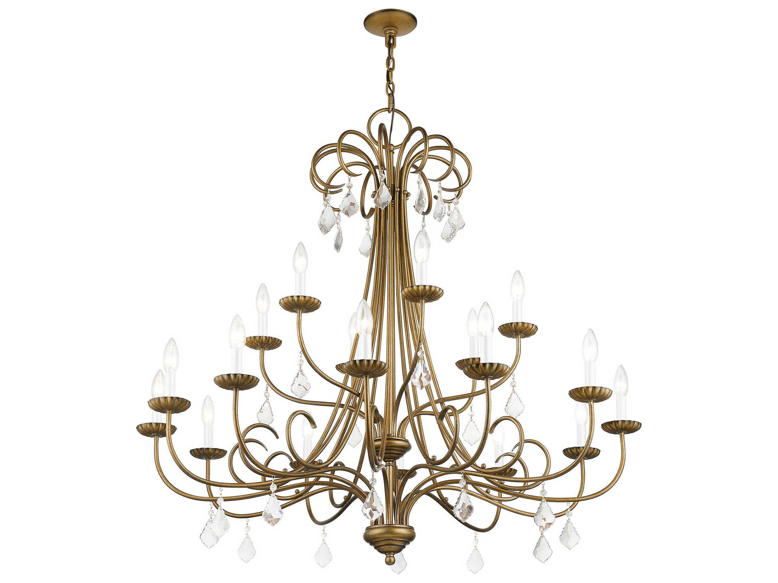 Livex Lighting Daphne 18-Light8-Light Antique Gold Leaf Crystal Candelabra Chandelier